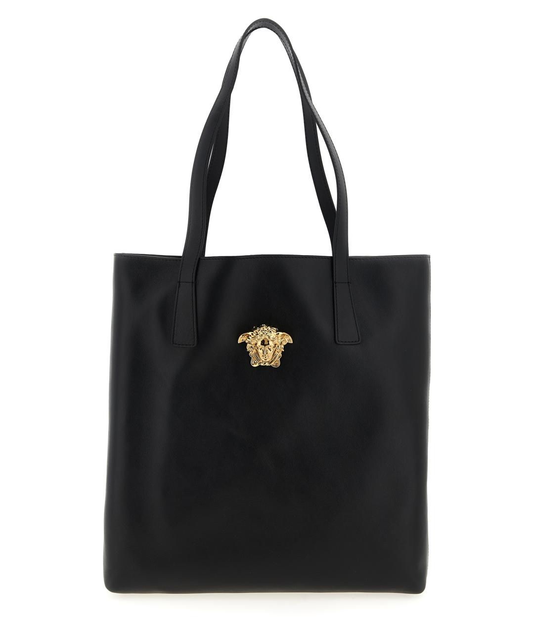 VERSACE Черная кожаная сумка тоут, фото 1