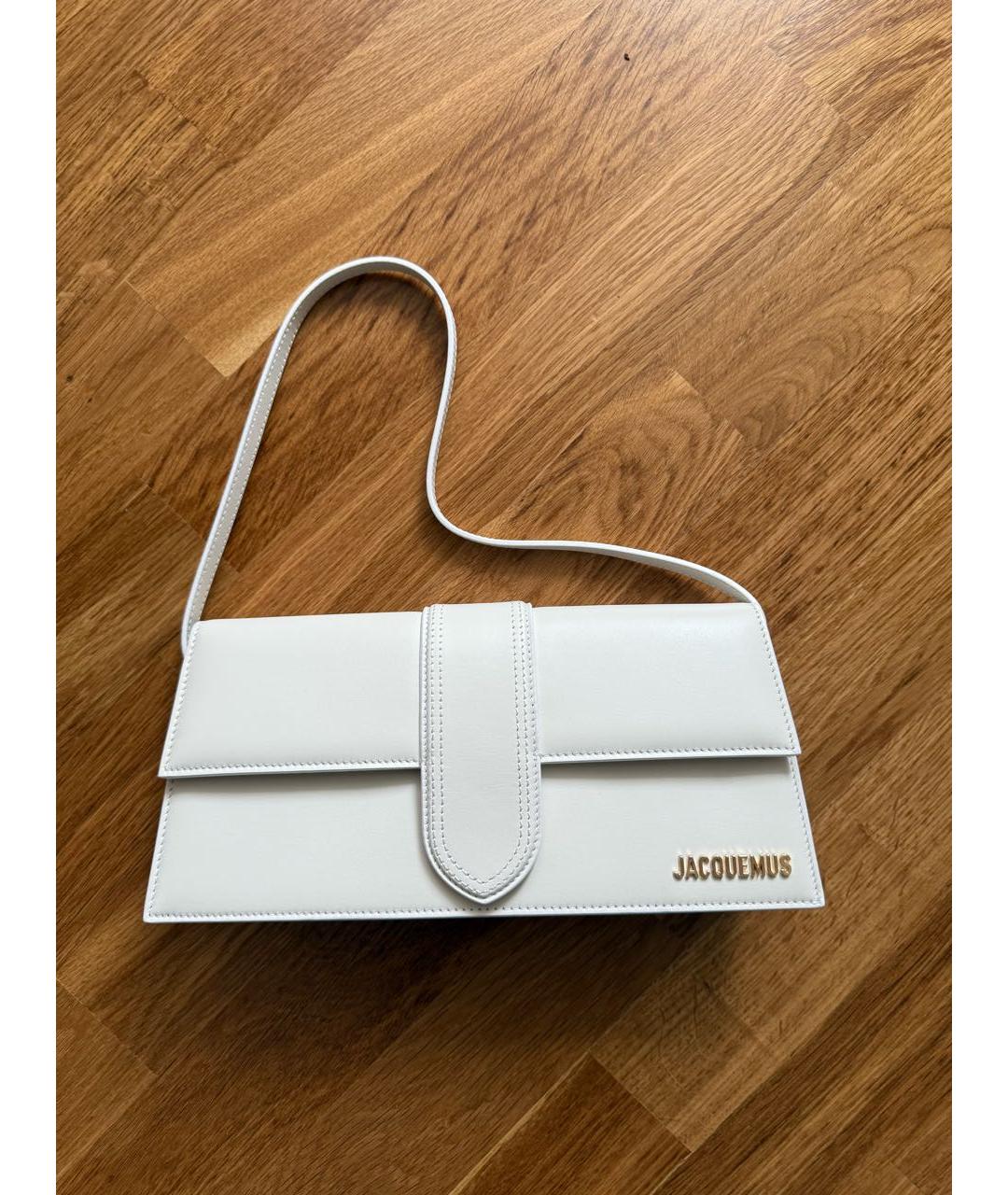 JACQUEMUS Белая кожаная сумка через плечо, фото 4