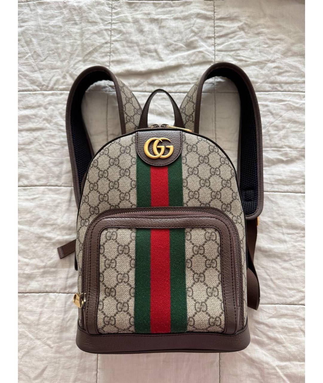 GUCCI Бежевый тканевый рюкзак, фото 2
