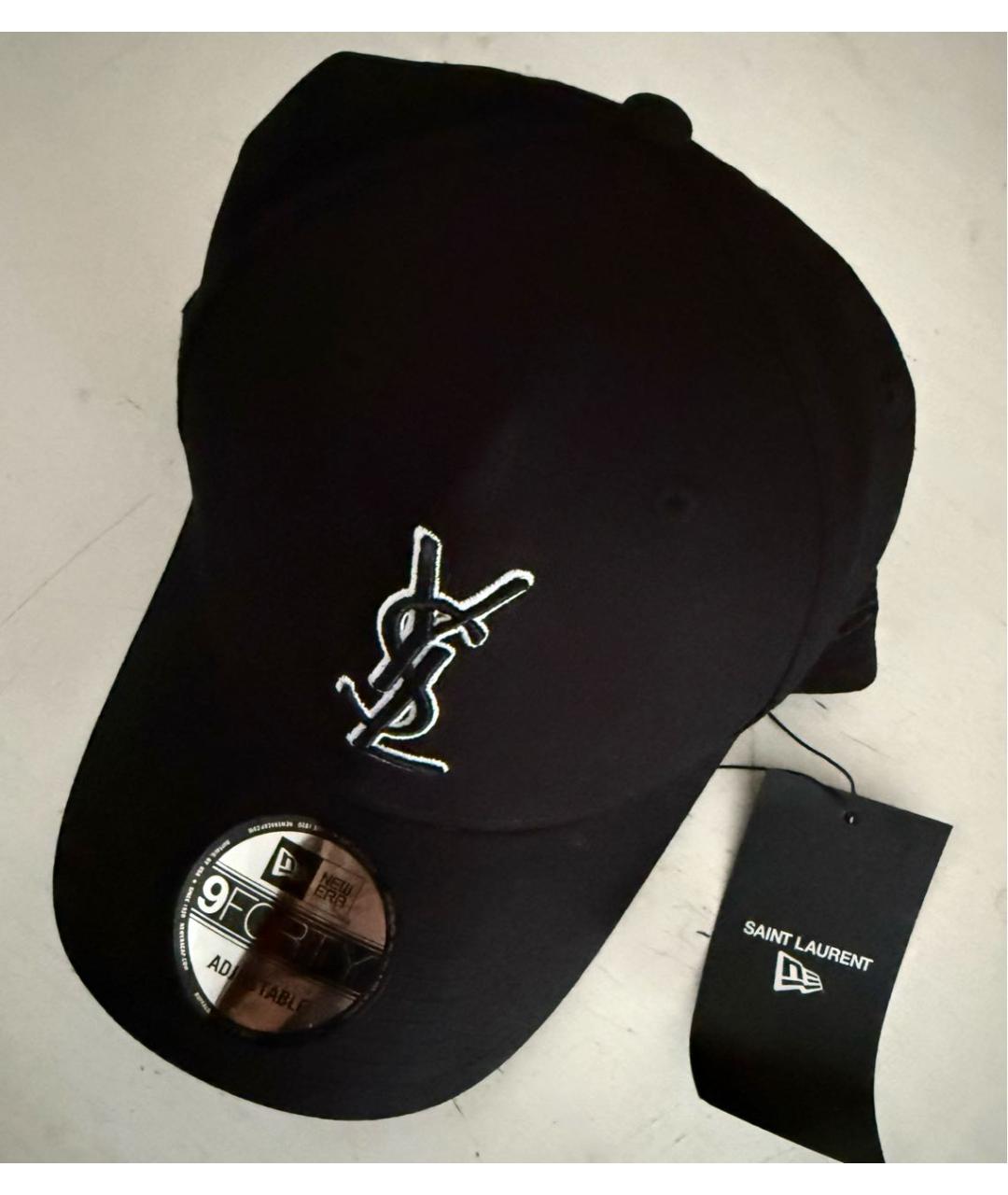 SAINT LAURENT Черная хлопковая кепка, фото 2
