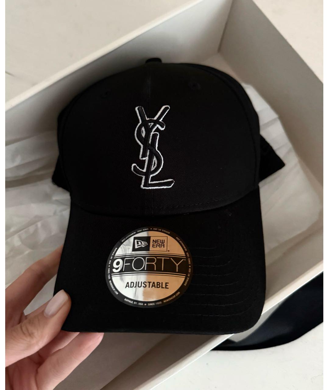 SAINT LAURENT Черная хлопковая кепка, фото 7