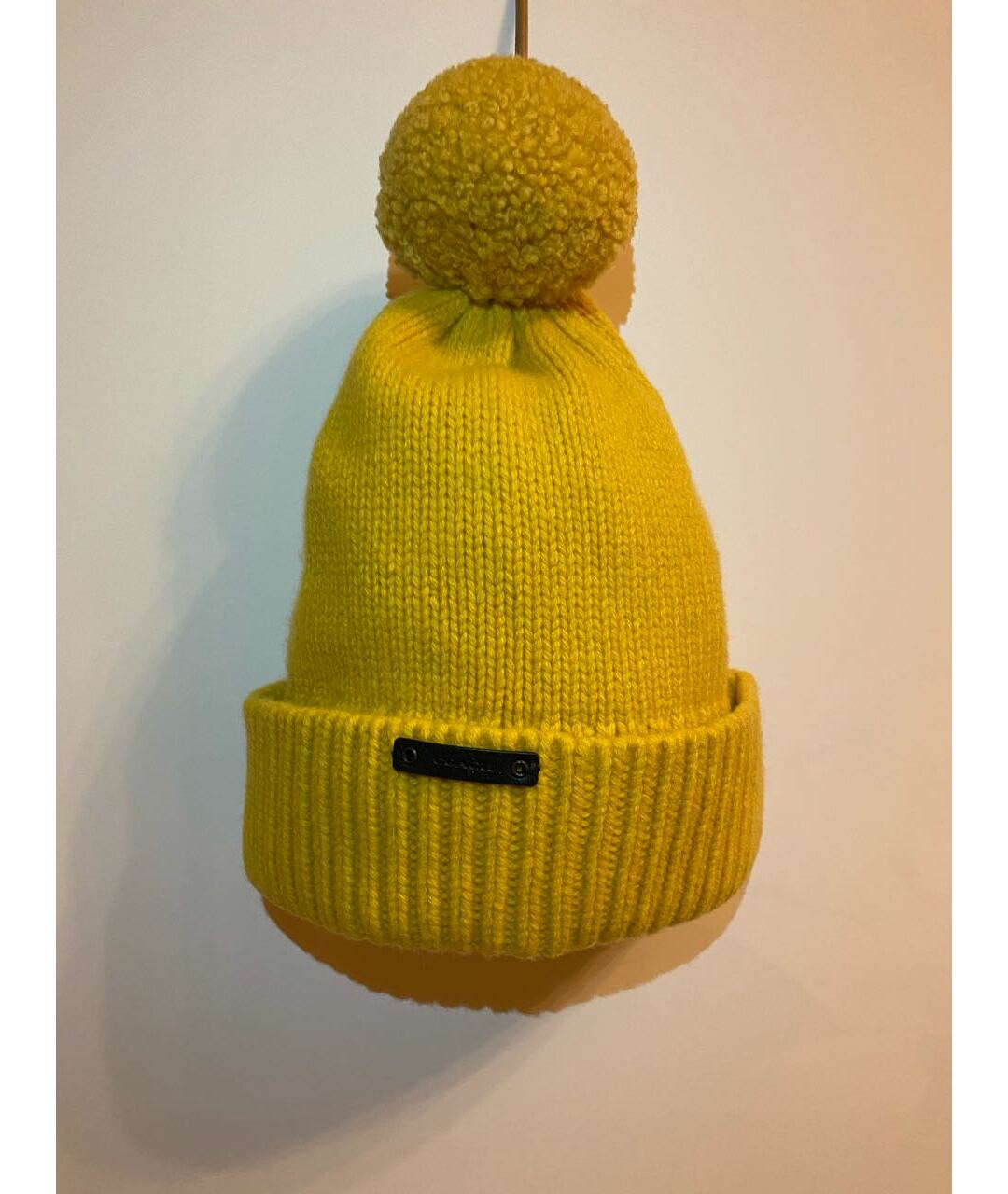 COACH Желтая шерстяная шапка, фото 5