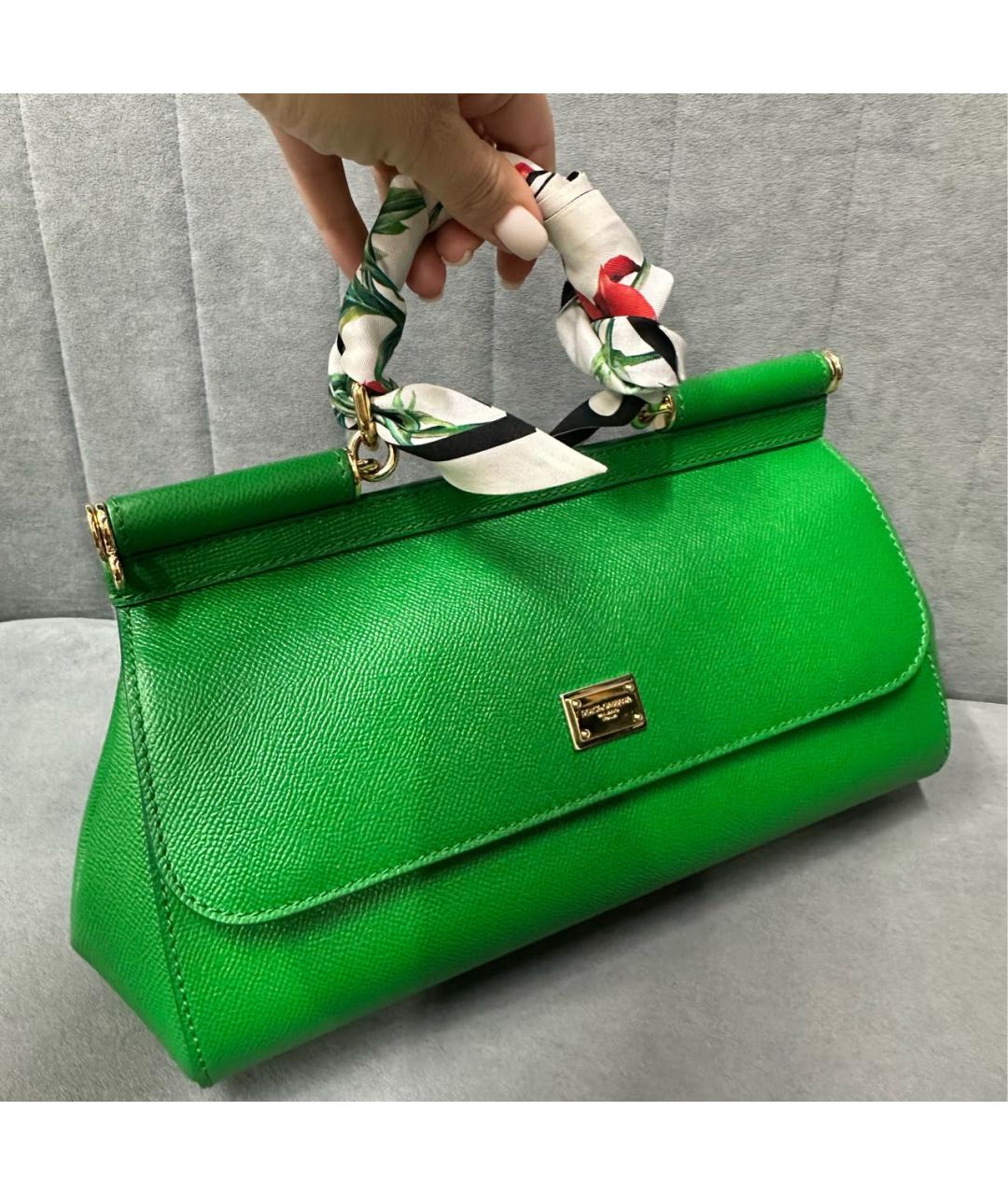 DOLCE&GABBANA Зеленая кожаная сумка через плечо, фото 2