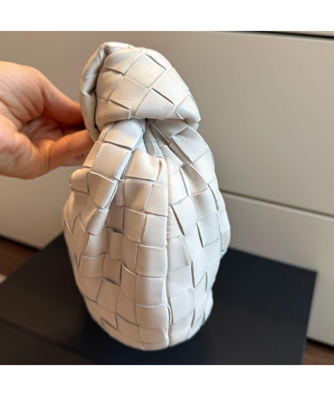 BOTTEGA VENETA Белая кожаная сумка тоут, фото 4