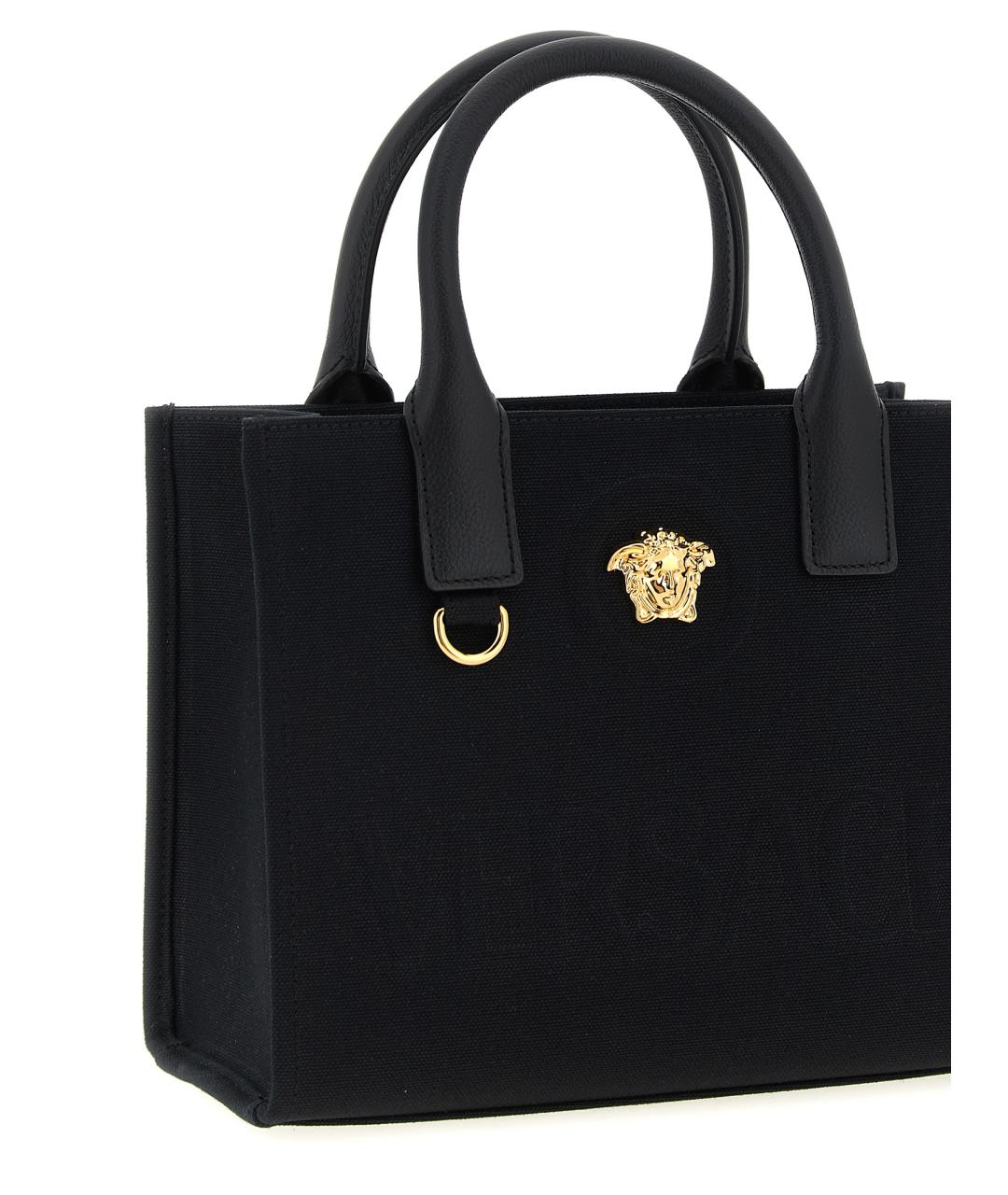 VERSACE Черная хлопковая сумка тоут, фото 3