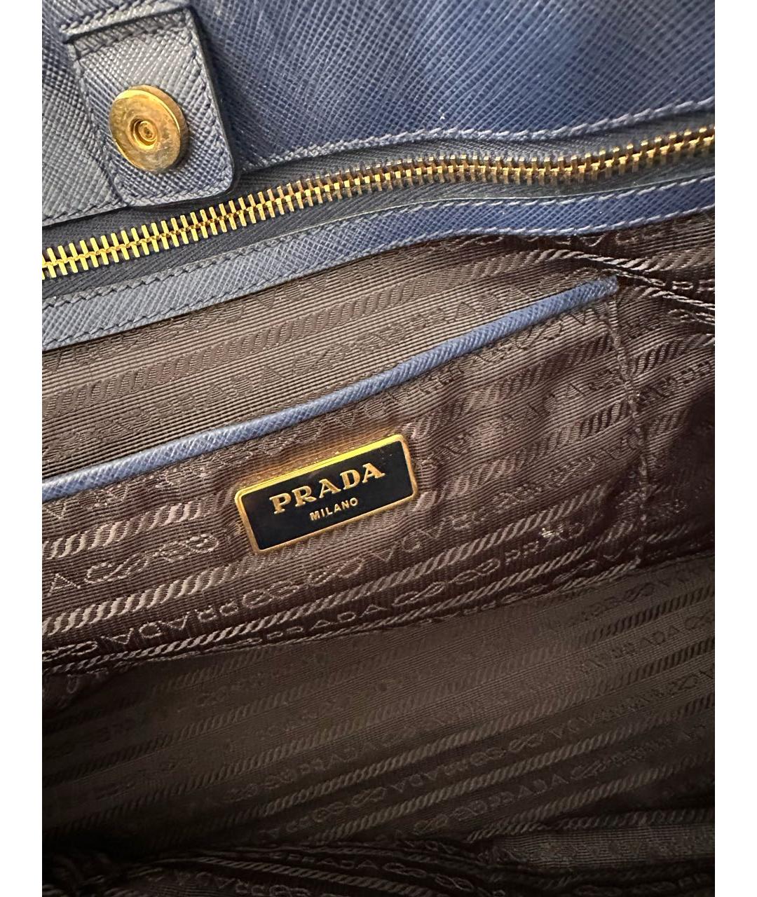 PRADA Синяя кожаная сумка тоут, фото 4