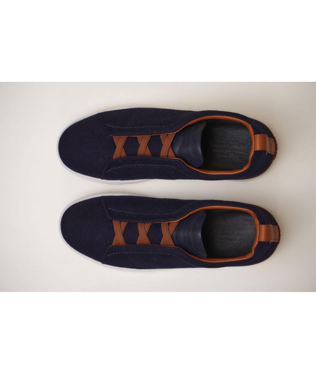 ERMENEGILDO ZEGNA XXX Темно-синие текстильные низкие кроссовки / кеды, фото 3
