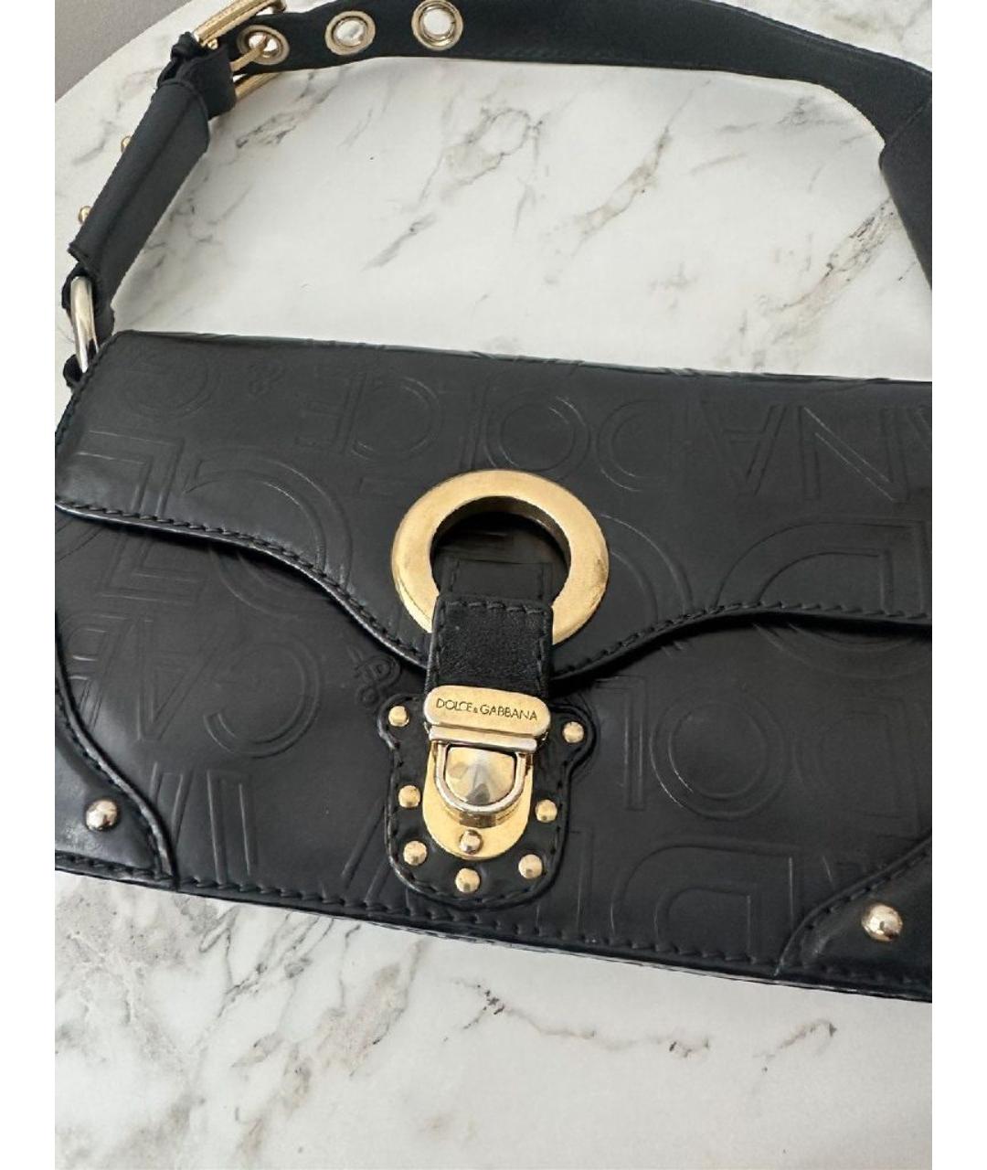 DOLCE&GABBANA Черная кожаная сумка с короткими ручками, фото 5
