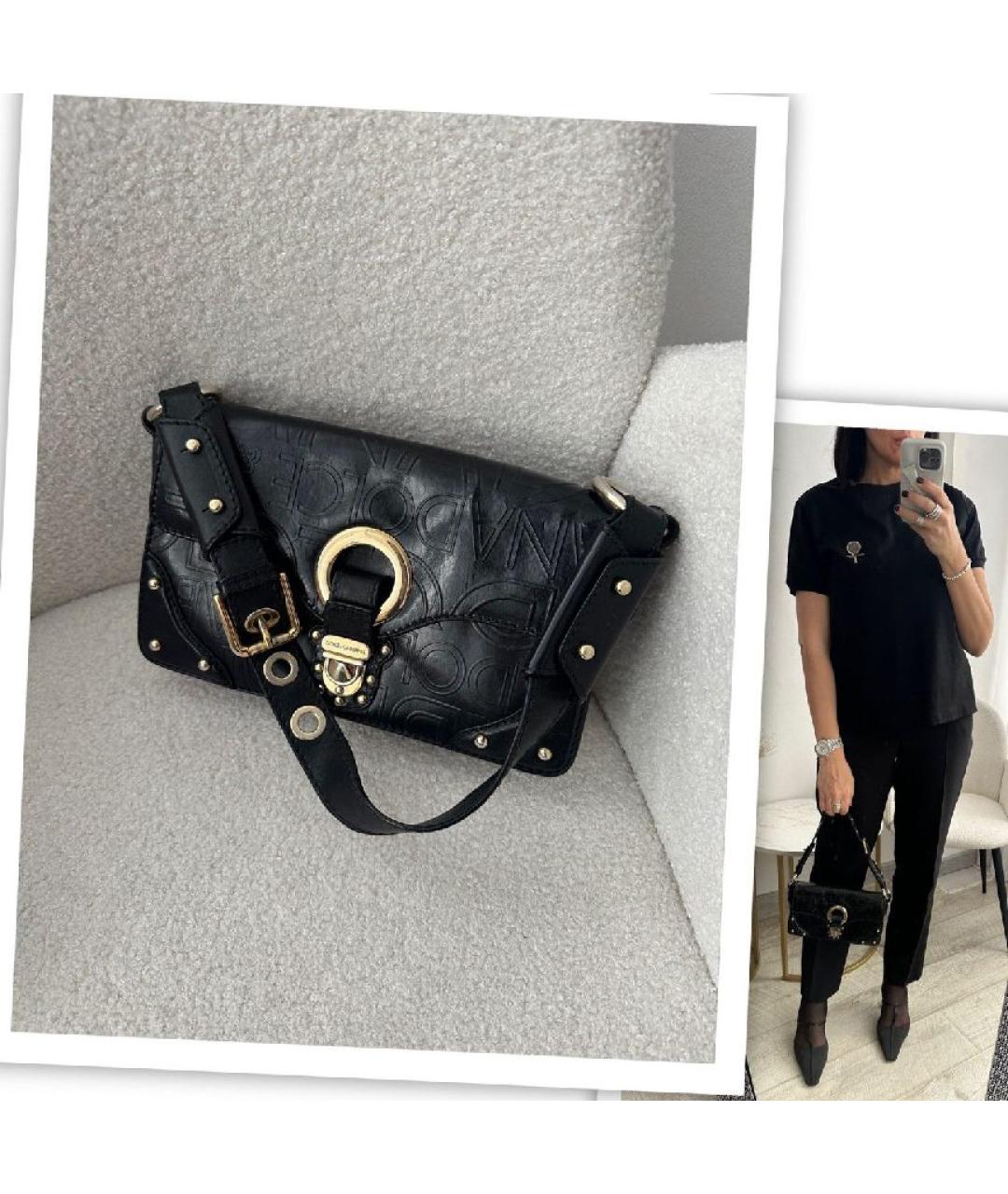 DOLCE&GABBANA Черная кожаная сумка с короткими ручками, фото 6