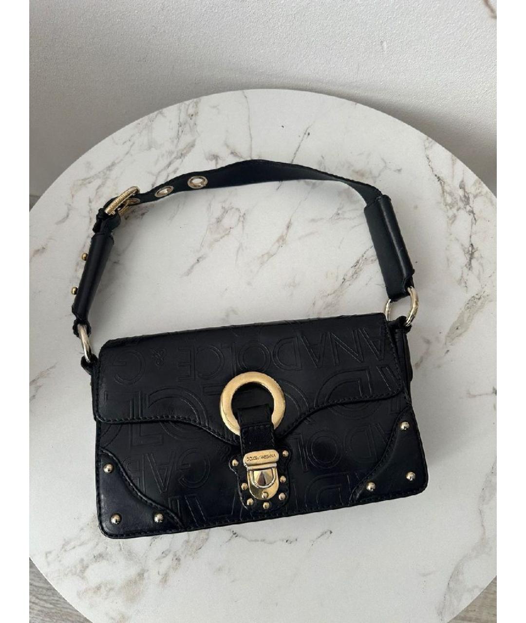 DOLCE&GABBANA Черная кожаная сумка с короткими ручками, фото 7