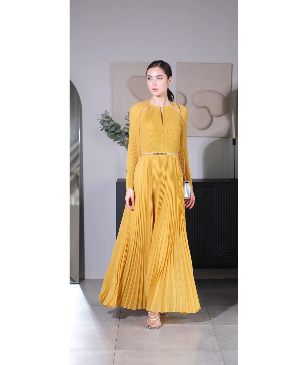 MAX MARA STUDIO Горчичное полиэстеровое вечернее платье, фото 2