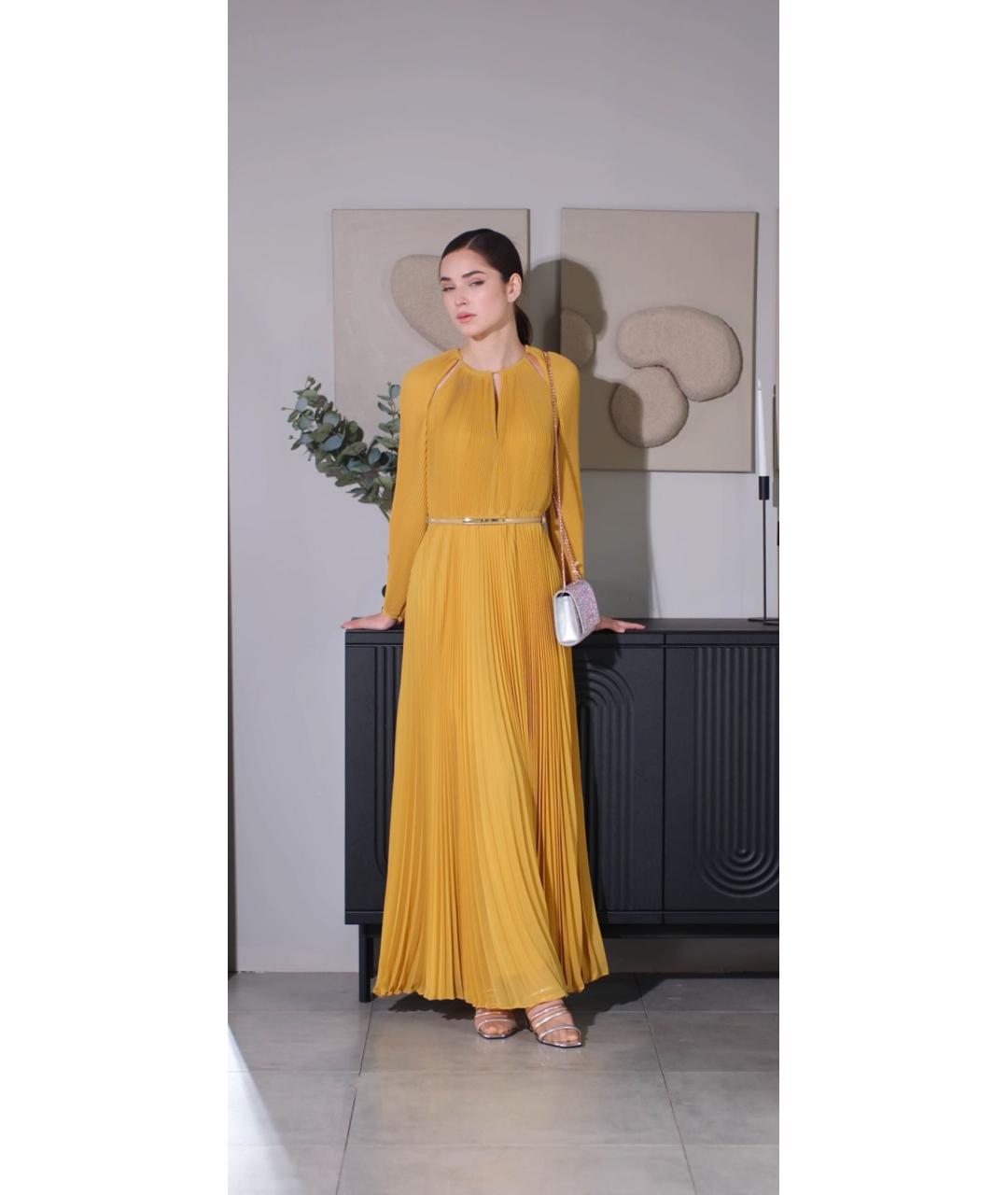 MAX MARA STUDIO Горчичное полиэстеровое вечернее платье, фото 5