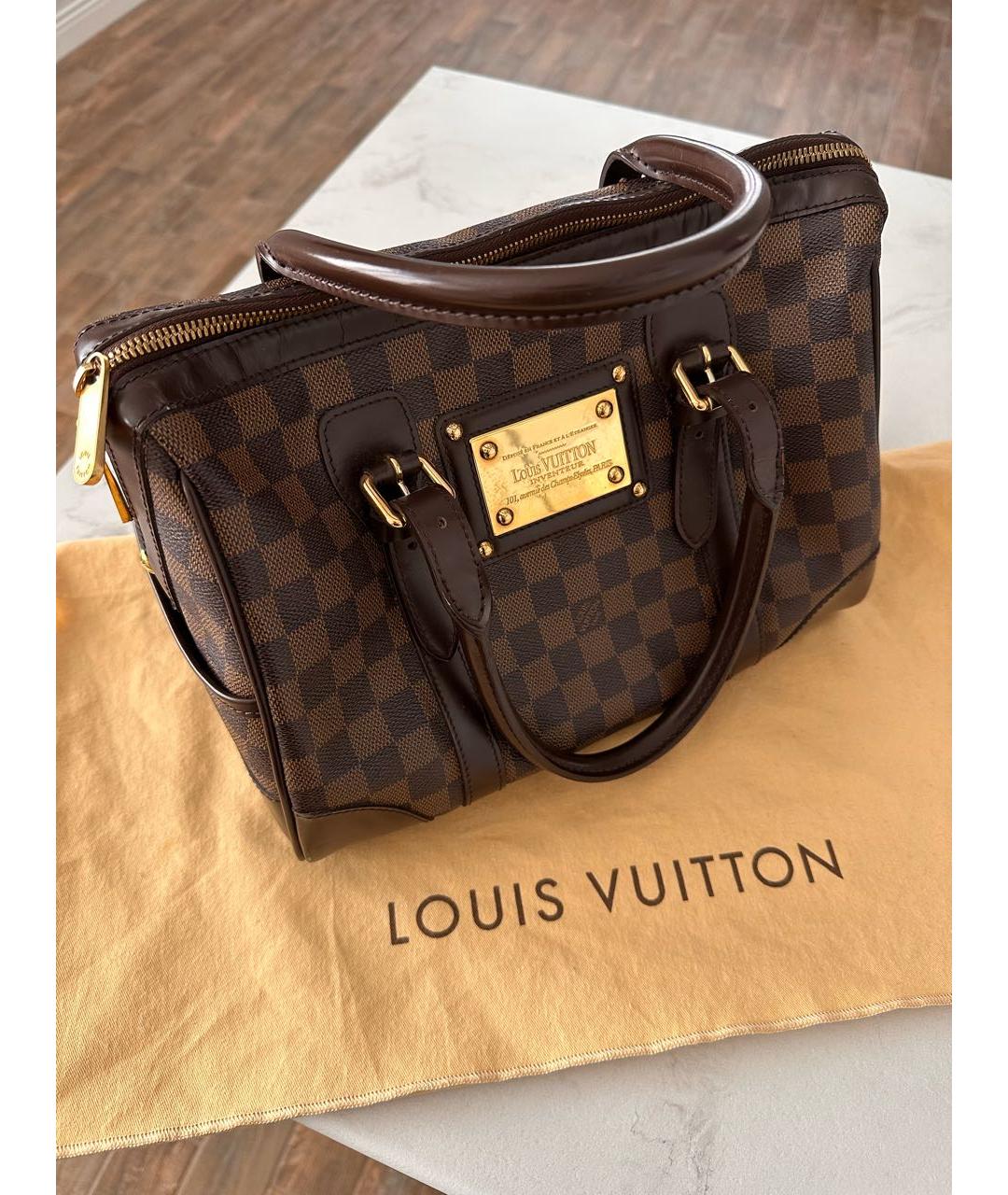 LOUIS VUITTON Коричневая кожаная сумка тоут, фото 9