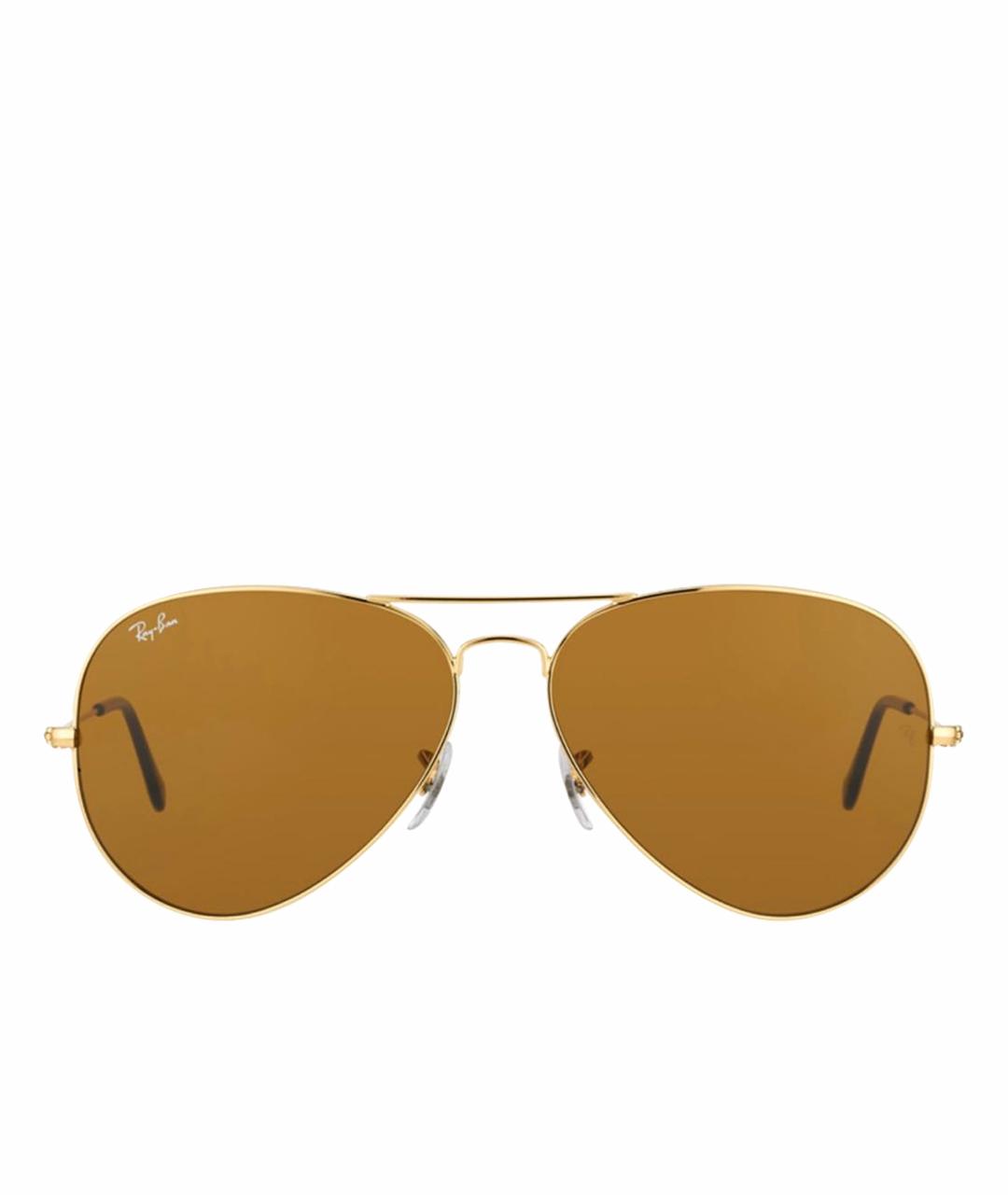 RAY BAN Коричневые металлические солнцезащитные очки, фото 1