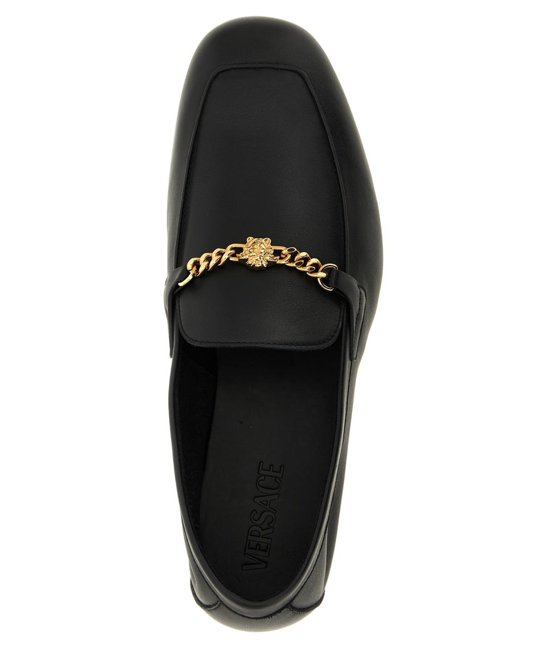 VERSACE Черные кожаные лоферы, фото 4