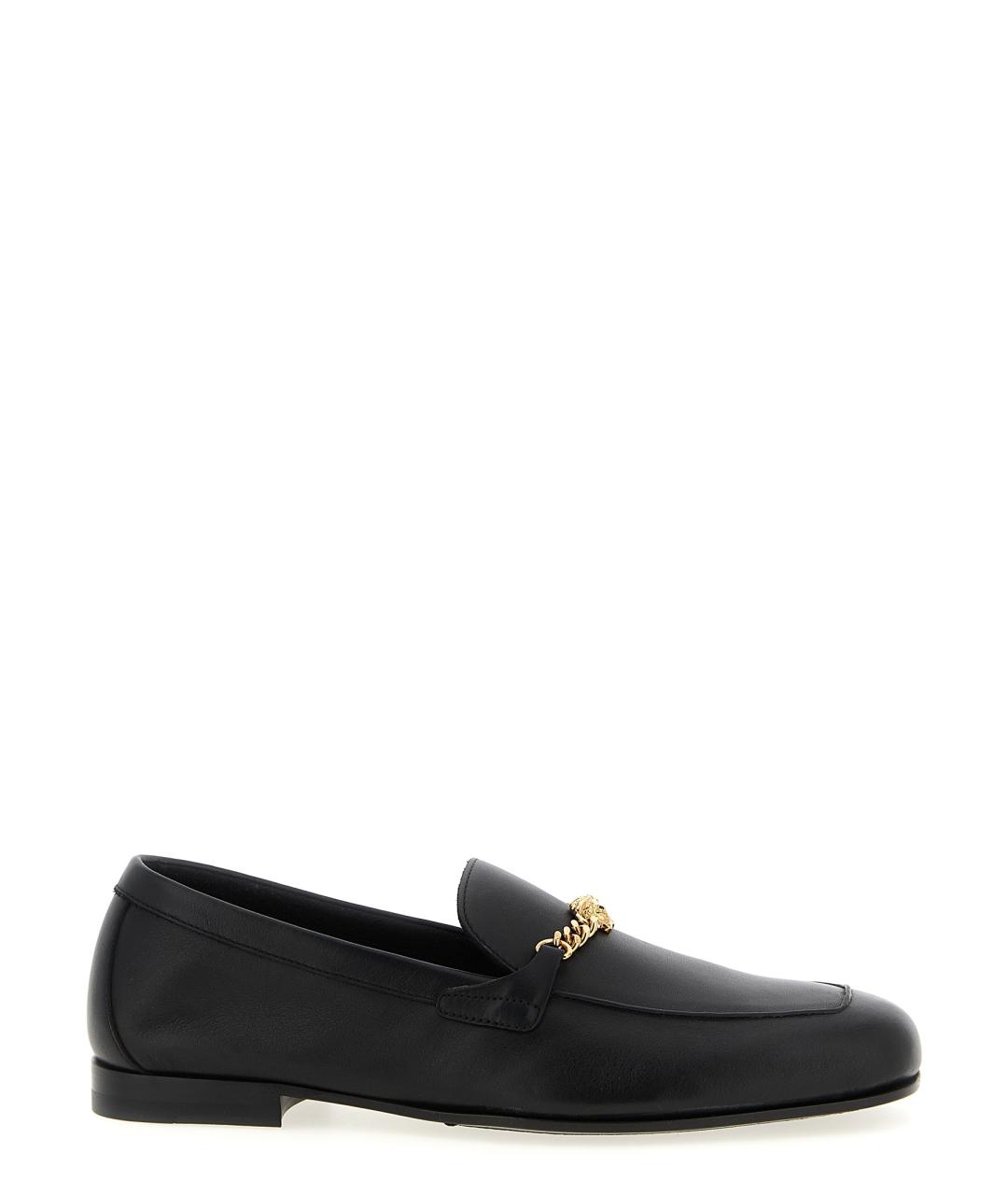 VERSACE Черные кожаные лоферы, фото 1