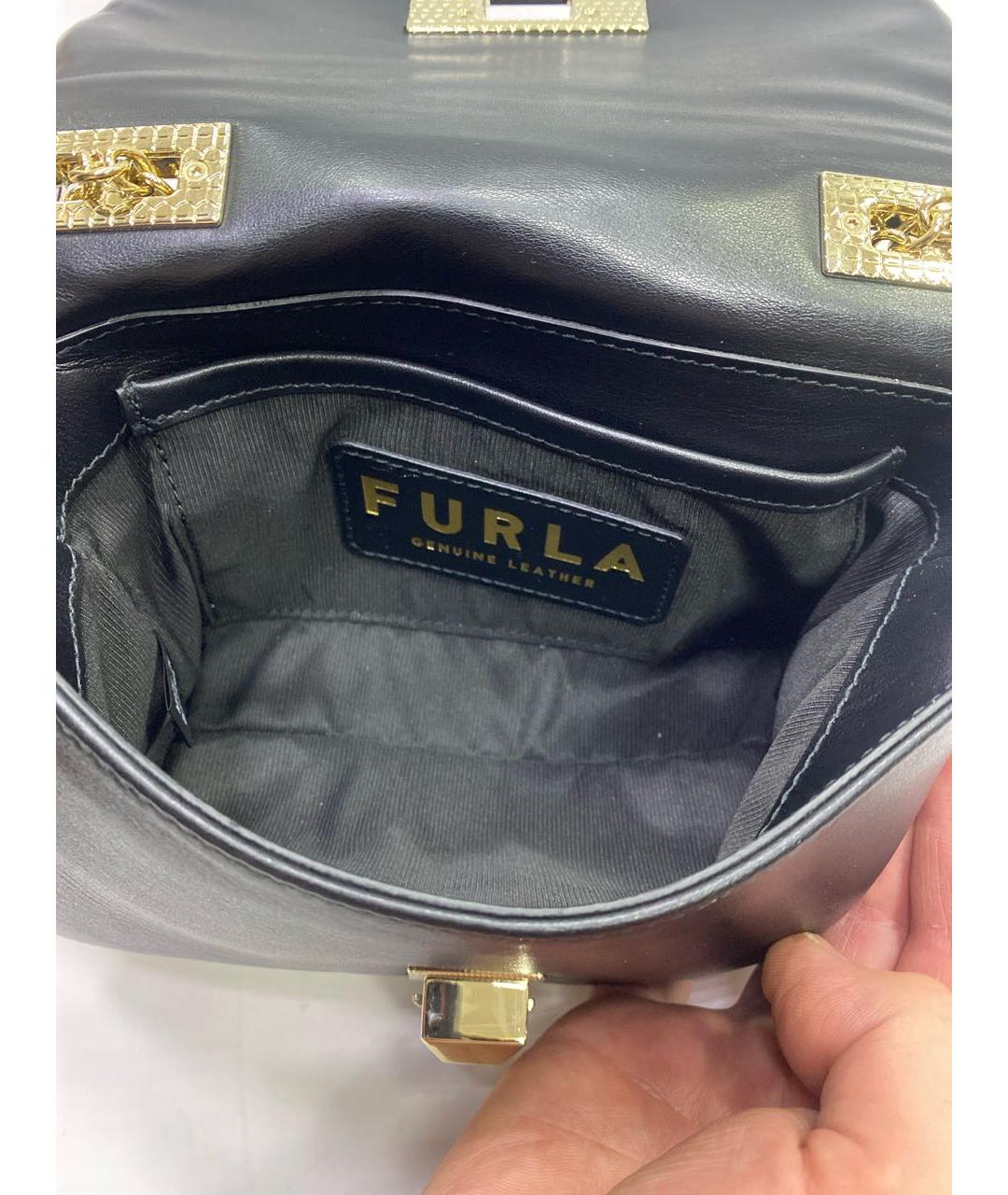 FURLA Черная кожаная сумка через плечо, фото 4