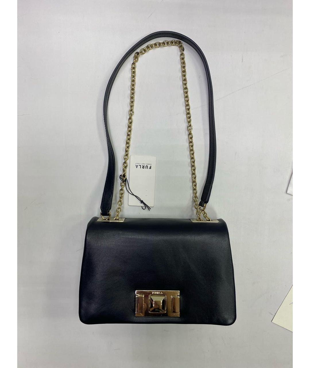 FURLA Черная кожаная сумка через плечо, фото 7