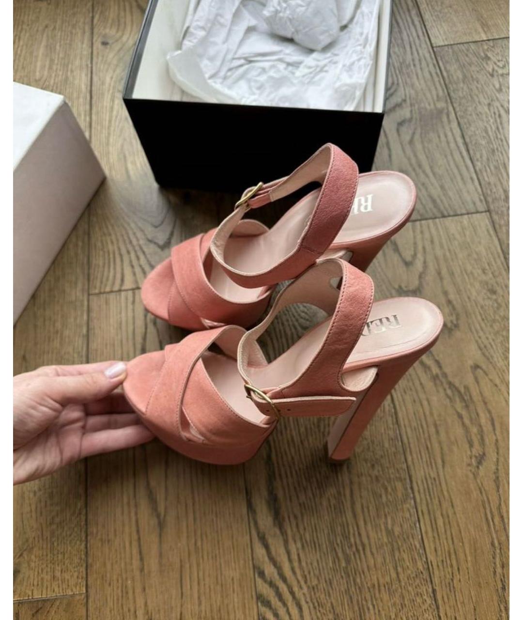 RED VALENTINO Коралловые кожаные босоножки, фото 7