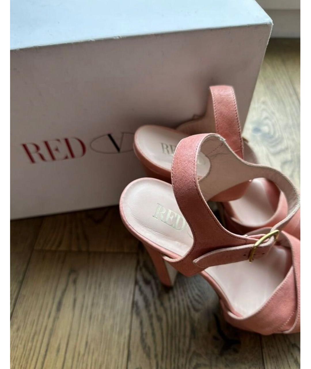 RED VALENTINO Коралловые кожаные босоножки, фото 4