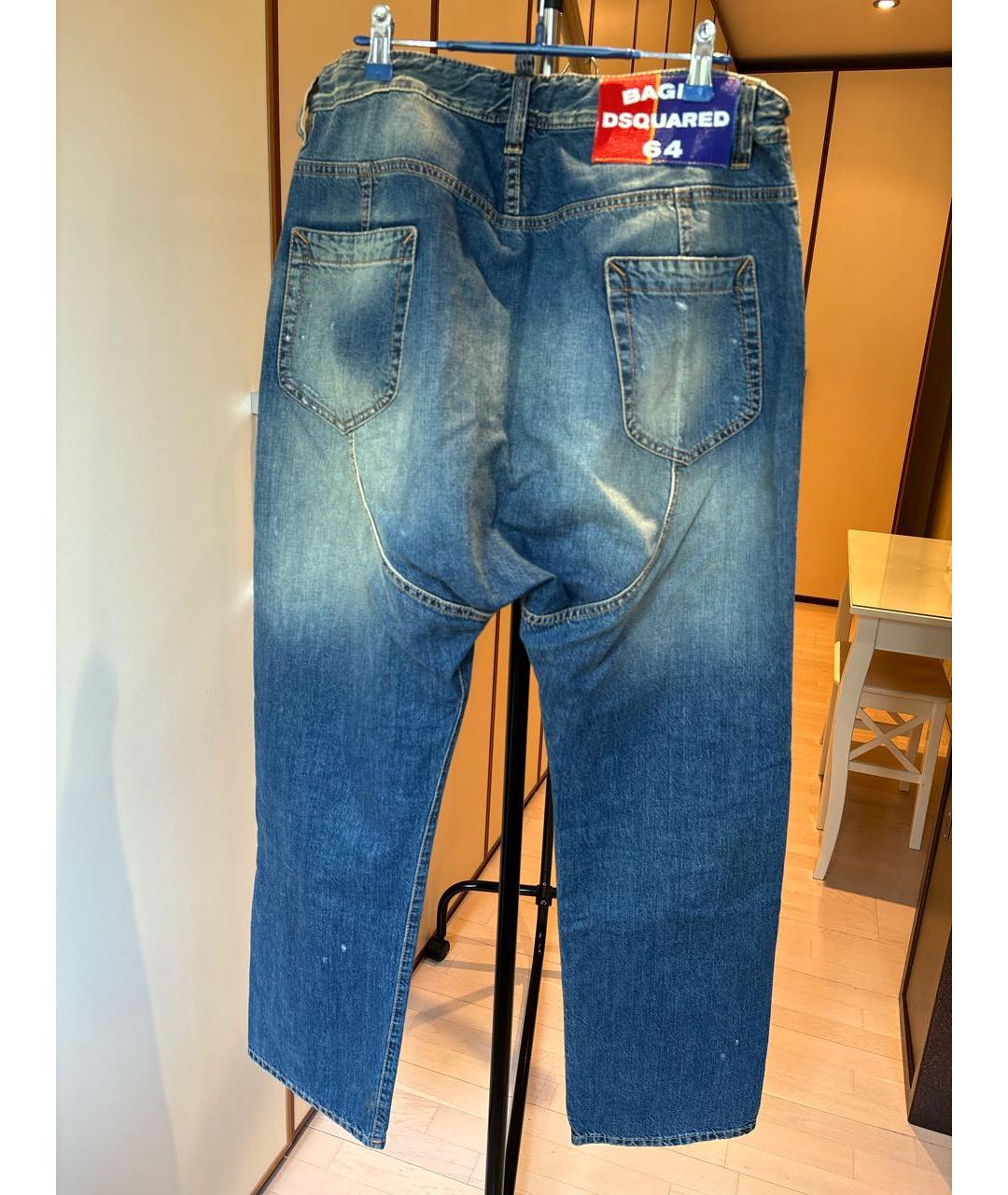 DSQUARED2 Синие хлопковые прямые джинсы, фото 2