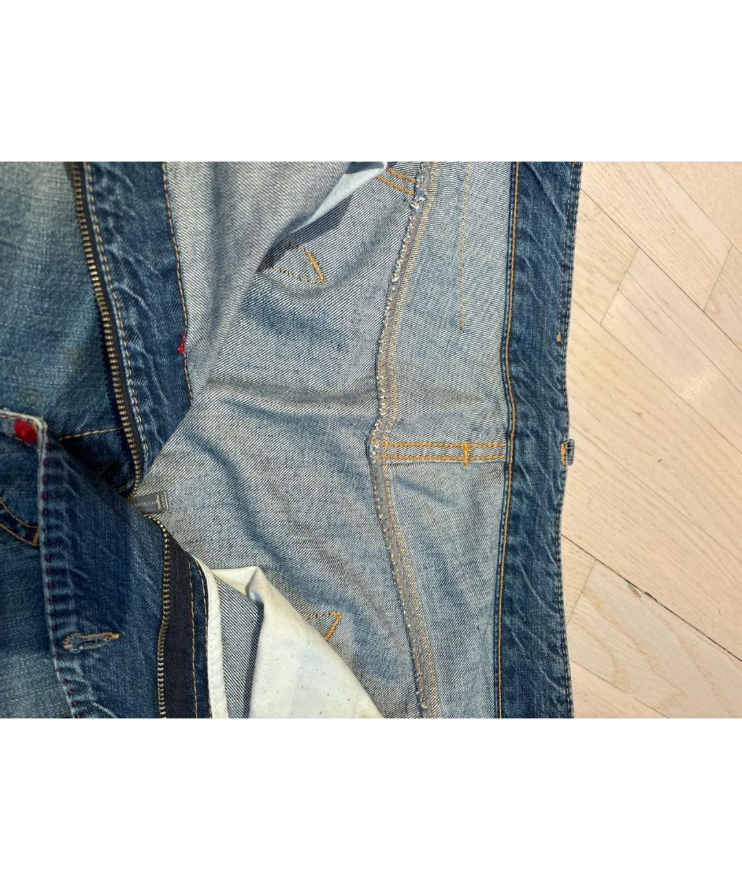 DSQUARED2 Синие хлопковые прямые джинсы, фото 3