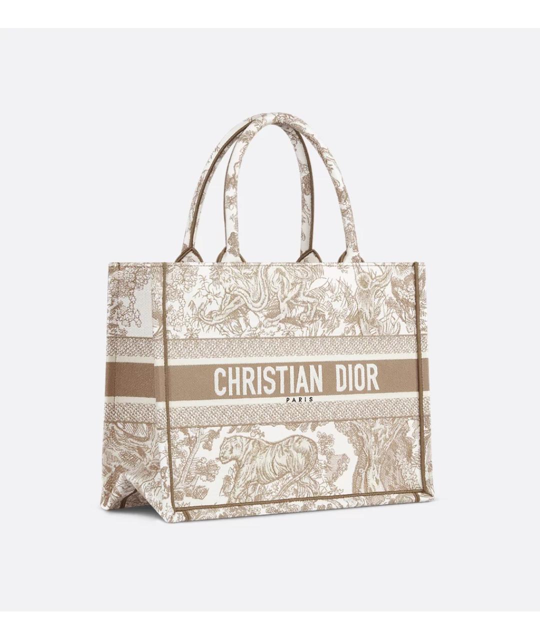 CHRISTIAN DIOR Бежевая жаккардовая пляжная сумка, фото 4