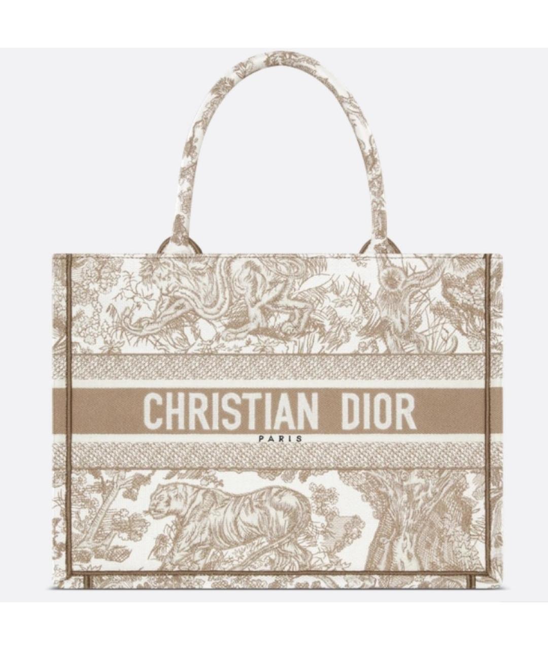 CHRISTIAN DIOR Бежевая жаккардовая пляжная сумка, фото 2