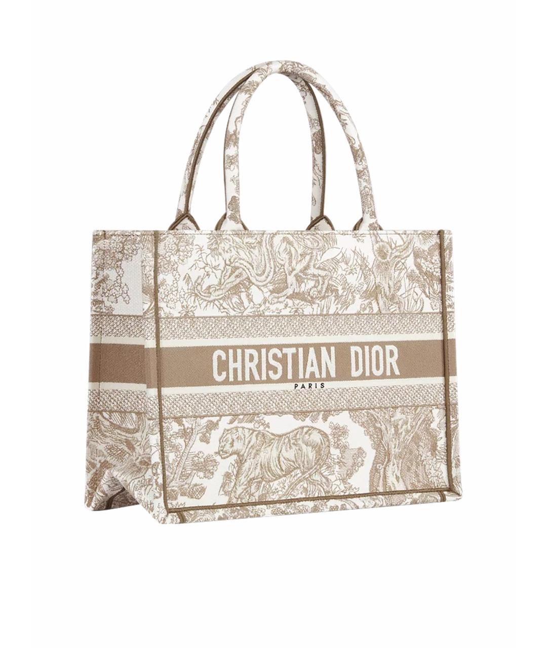 CHRISTIAN DIOR Бежевая жаккардовая пляжная сумка, фото 1