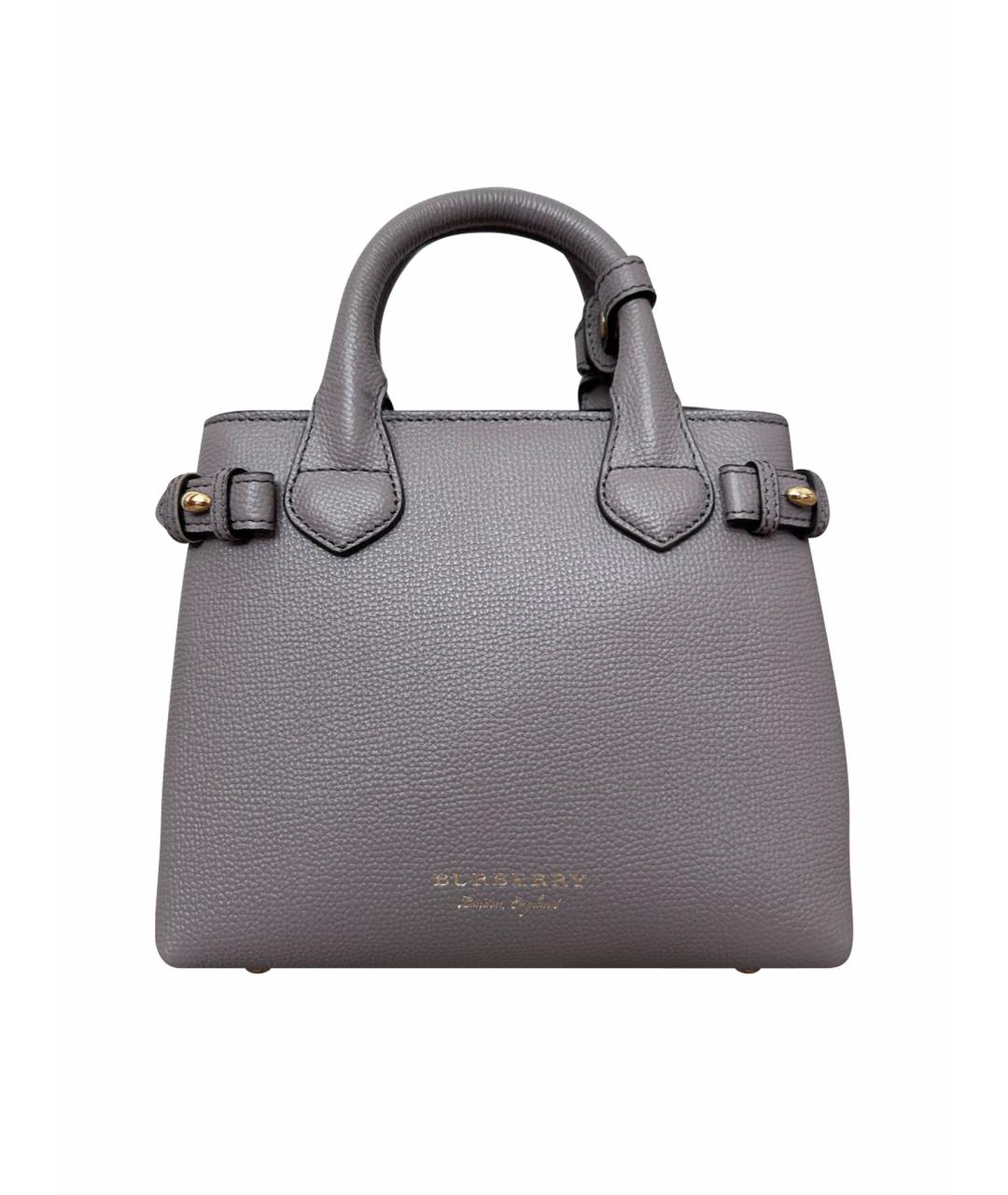 BURBERRY Серая кожаная сумка с короткими ручками, фото 1