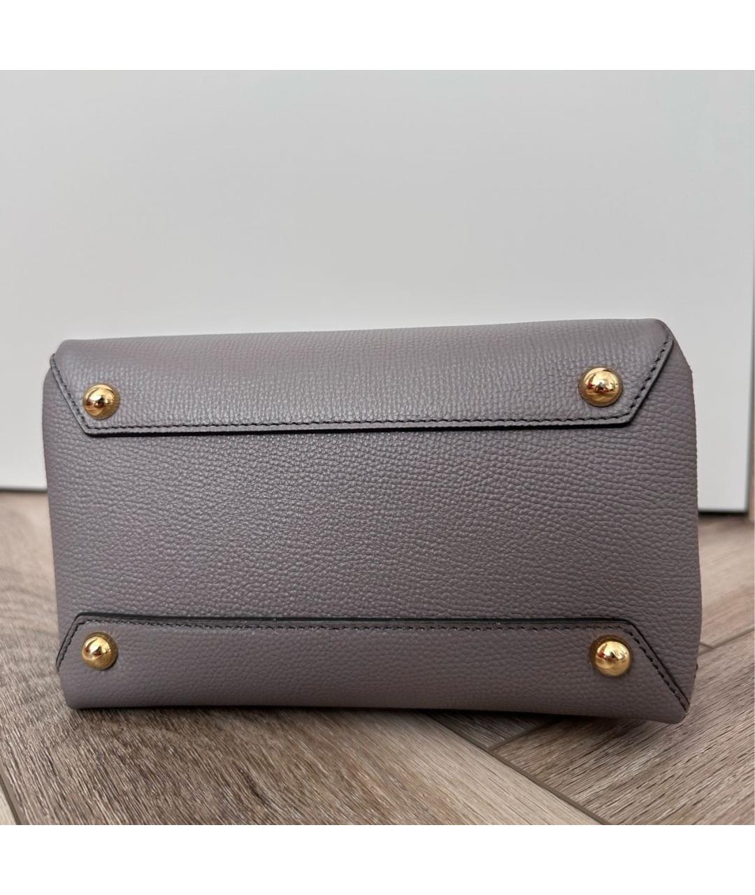 BURBERRY Серая кожаная сумка с короткими ручками, фото 6