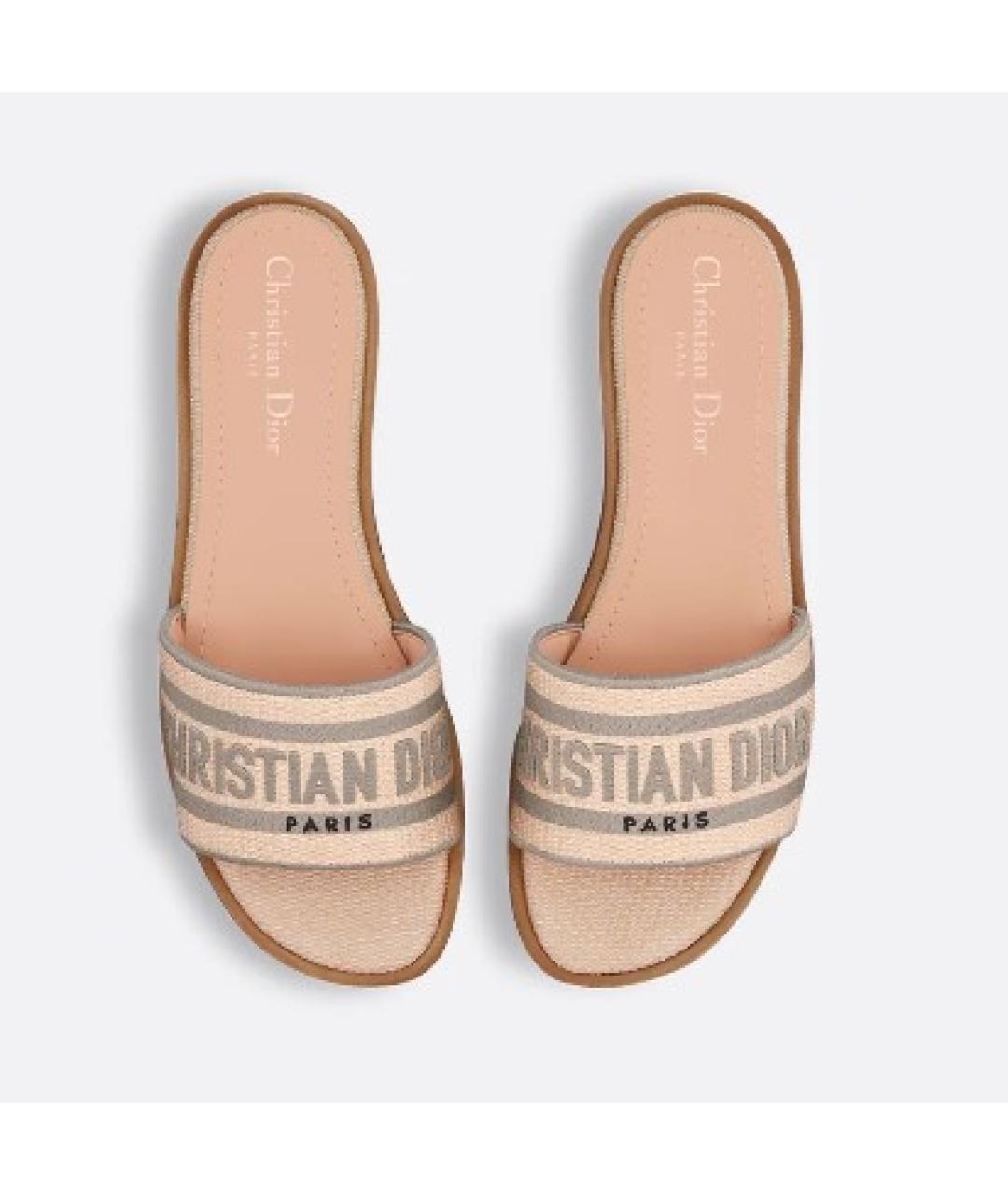 CHRISTIAN DIOR Бежевые шлепанцы, фото 4