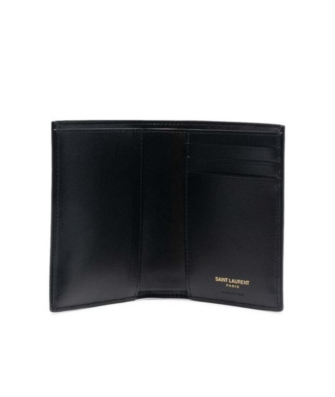 SAINT LAURENT Черный кожаный кошелек, фото 3