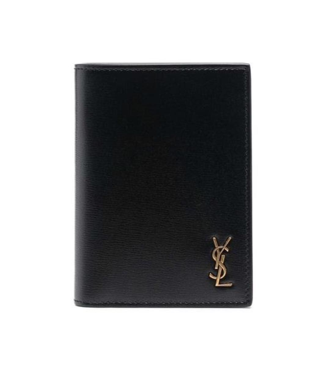SAINT LAURENT Черный кожаный кошелек, фото 1