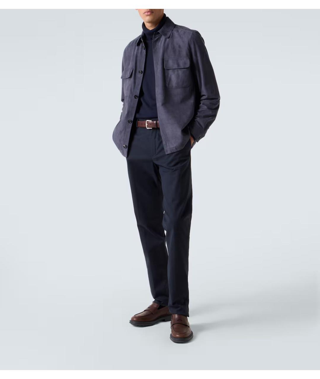 LORO PIANA Темно-синяя замшевая куртка, фото 7