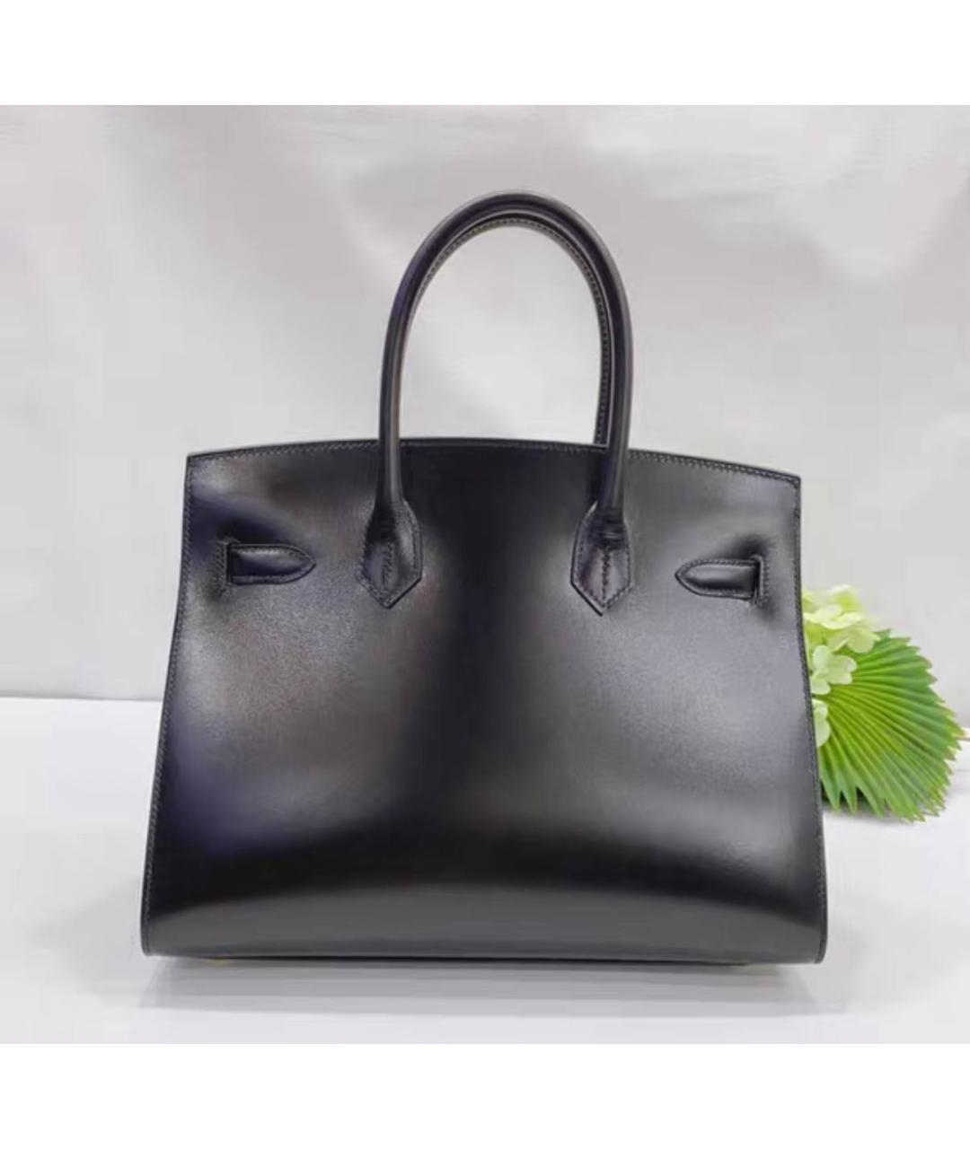 HERMES Черная кожаная сумка тоут, фото 3