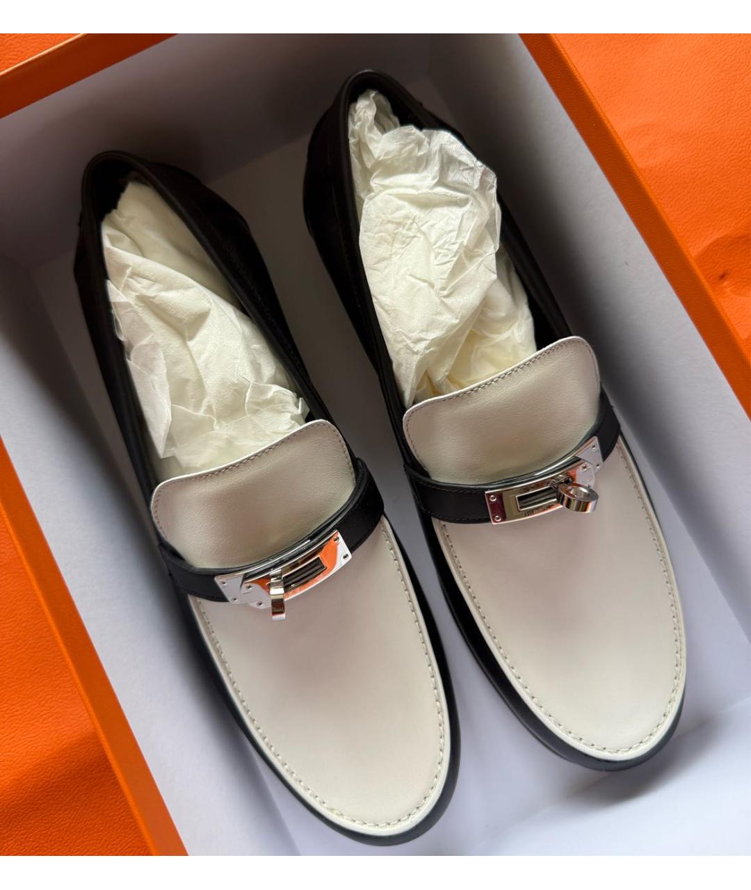HERMES Черные кожаные мокасины, фото 3