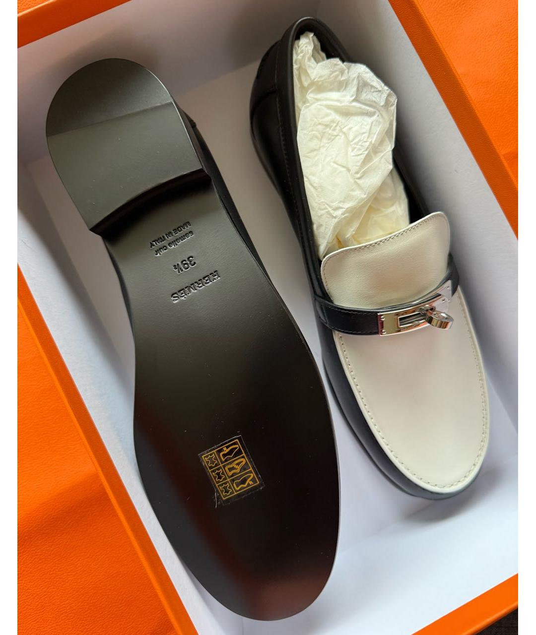 HERMES Черные кожаные мокасины, фото 4