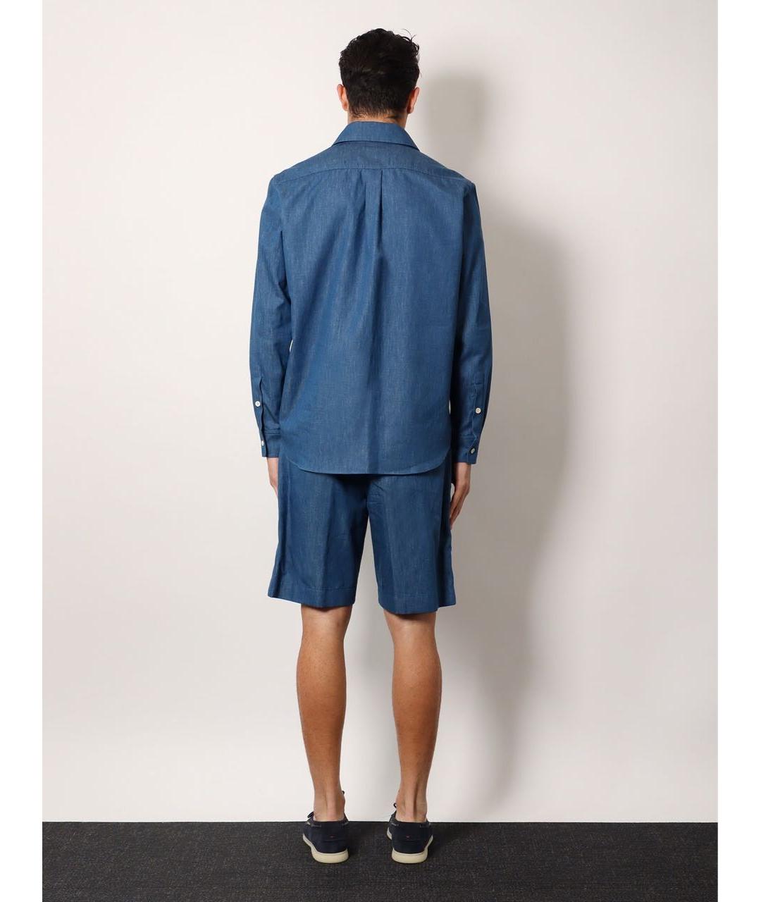 LORO PIANA Синяя хлопковая кэжуал рубашка, фото 8