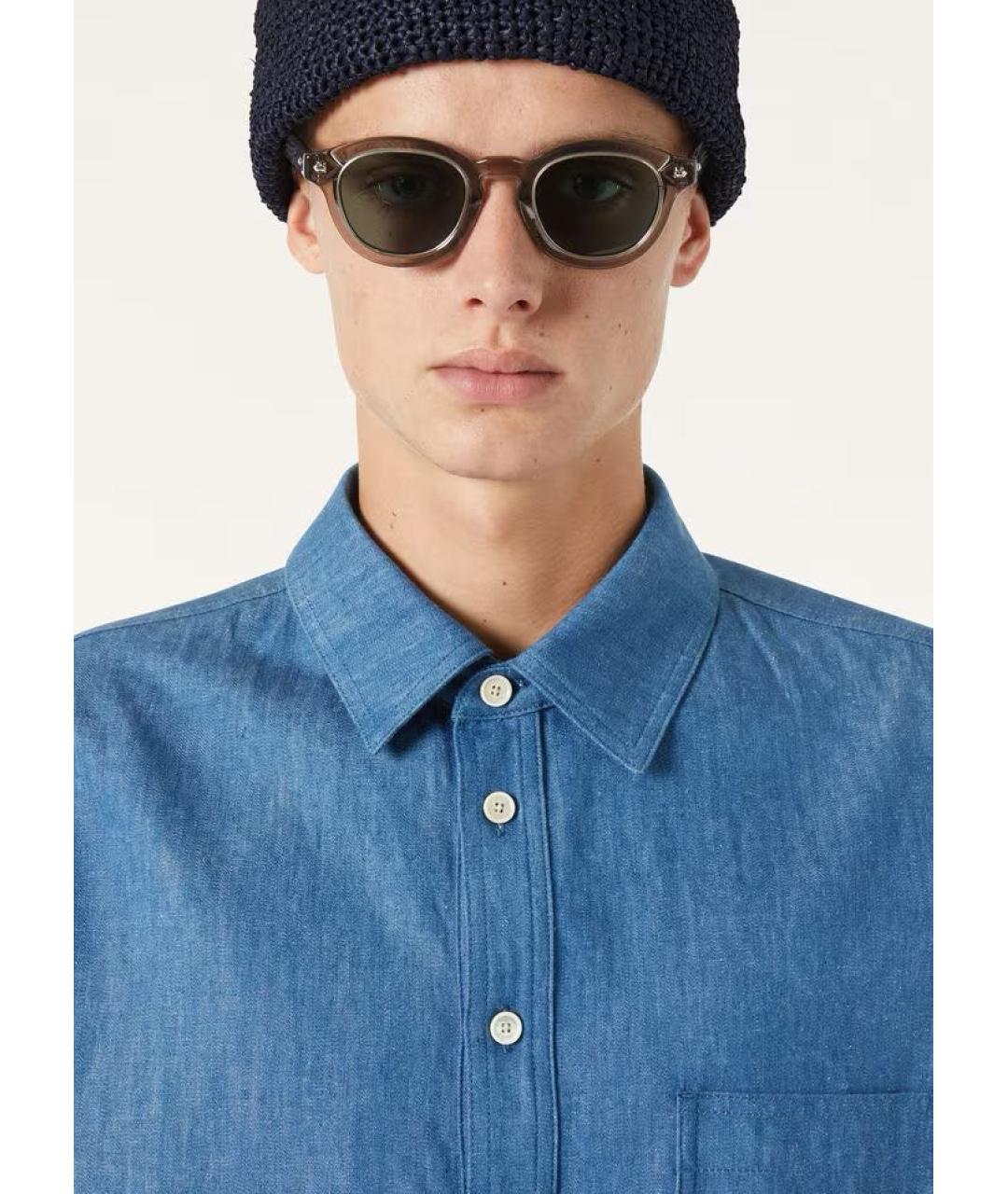 LORO PIANA Синяя хлопковая кэжуал рубашка, фото 3