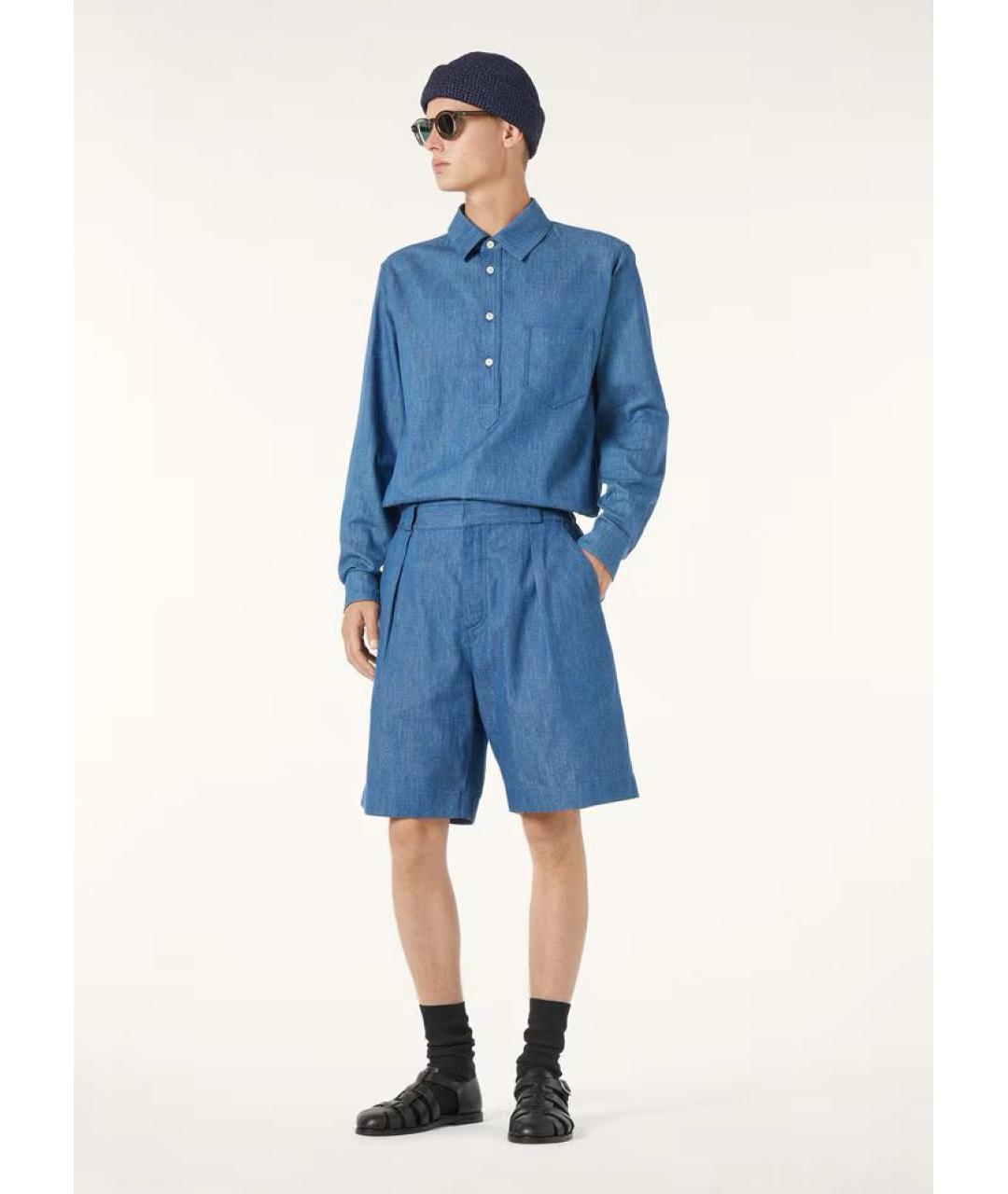 LORO PIANA Синяя хлопковая кэжуал рубашка, фото 2