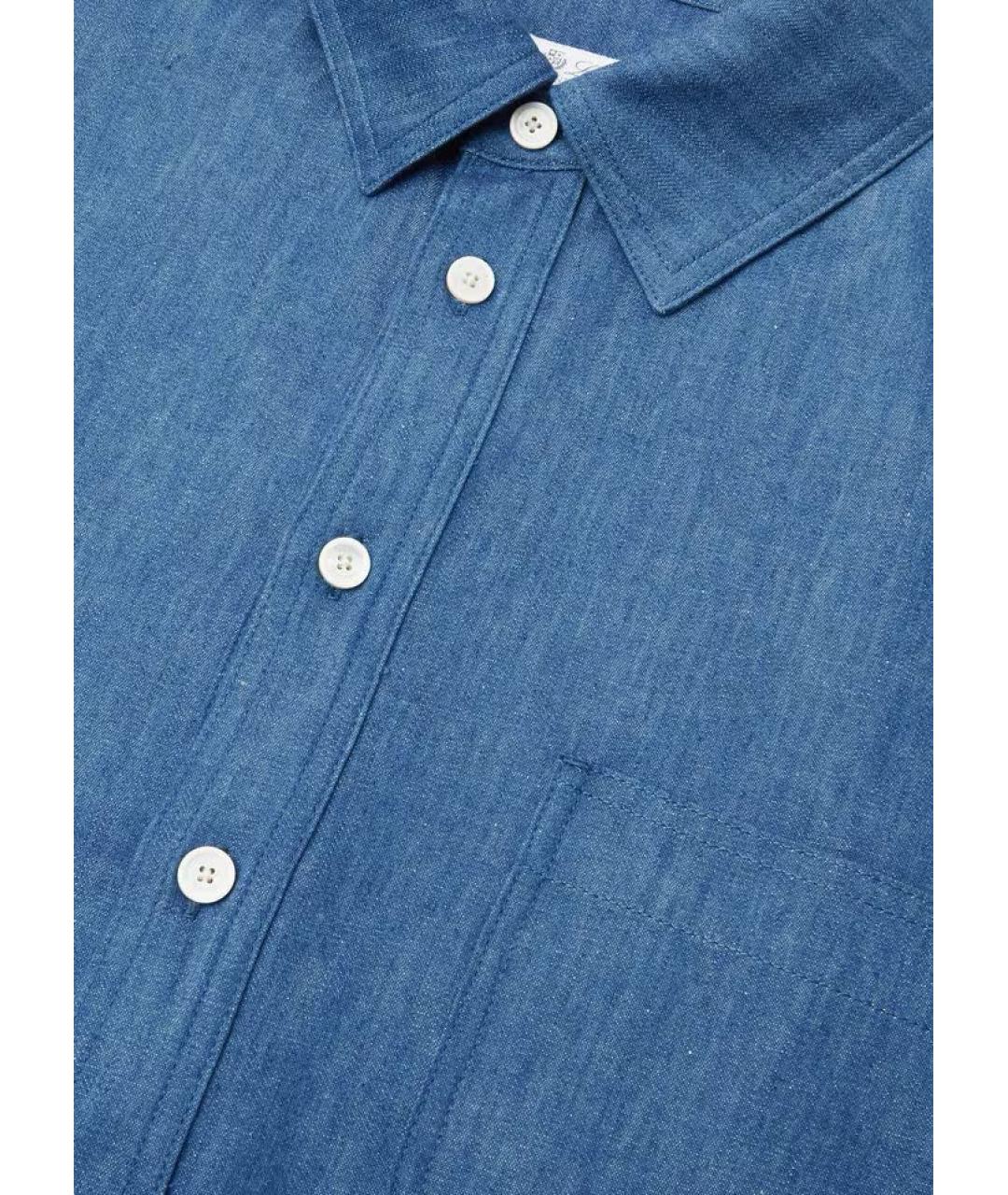 LORO PIANA Синяя хлопковая кэжуал рубашка, фото 6