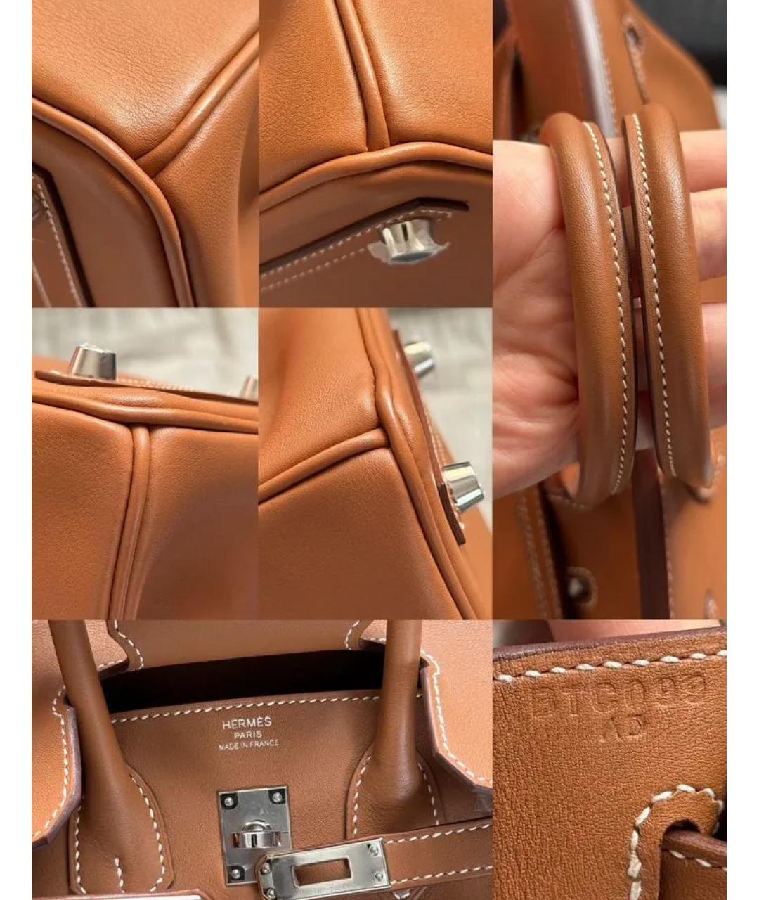 HERMES Коричневая кожаная сумка тоут, фото 5