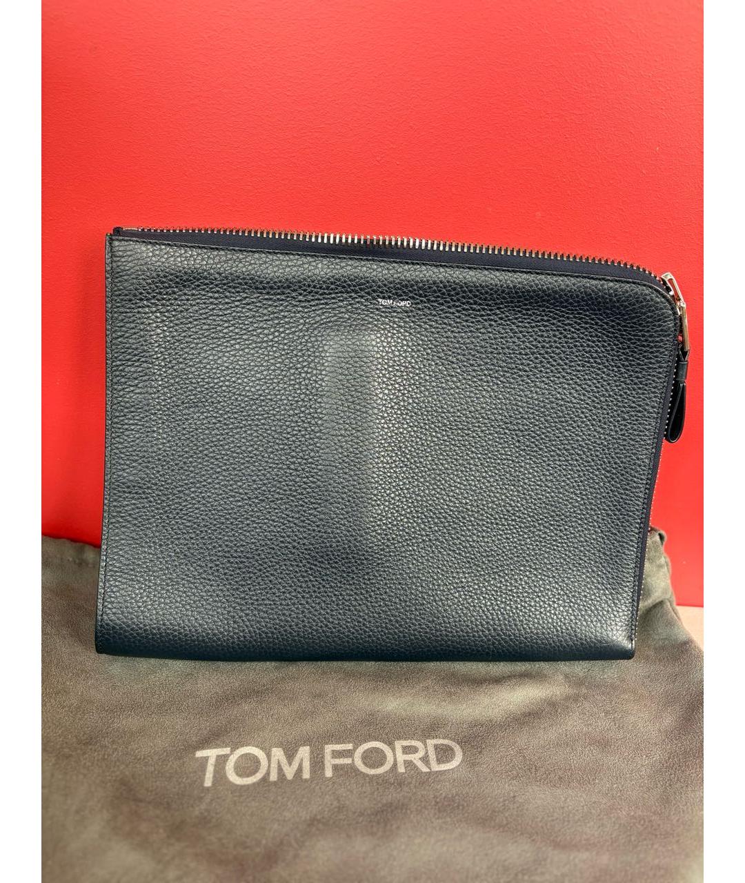 TOM FORD Темно-синяя кожаная папка для документов, фото 5