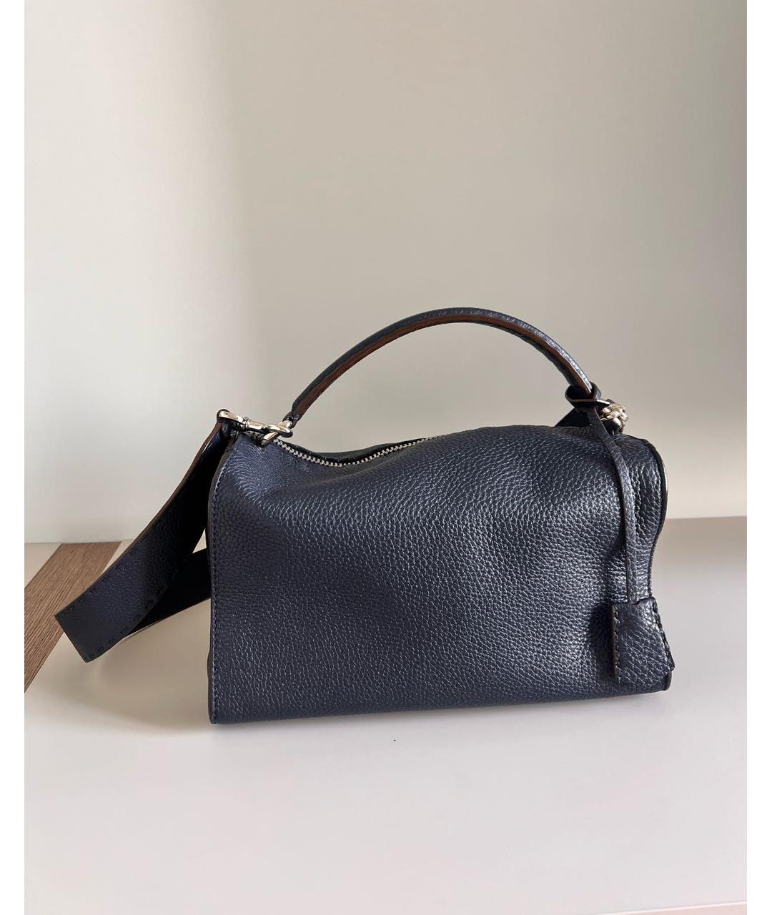FENDI Темно-синяя кожаная сумка через плечо, фото 3