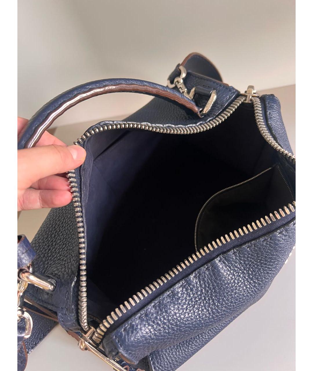 FENDI Темно-синяя кожаная сумка через плечо, фото 4