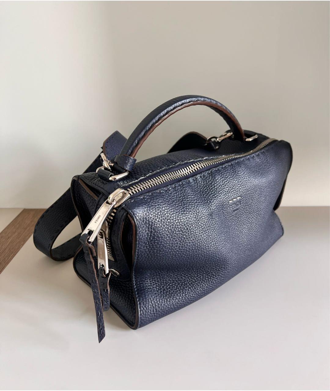 FENDI Темно-синяя кожаная сумка через плечо, фото 2