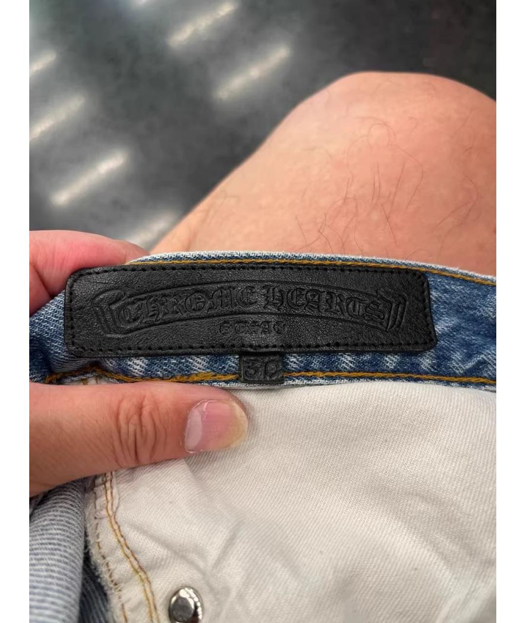 CHROME HEARTS Голубые хлопковые прямые джинсы, фото 2