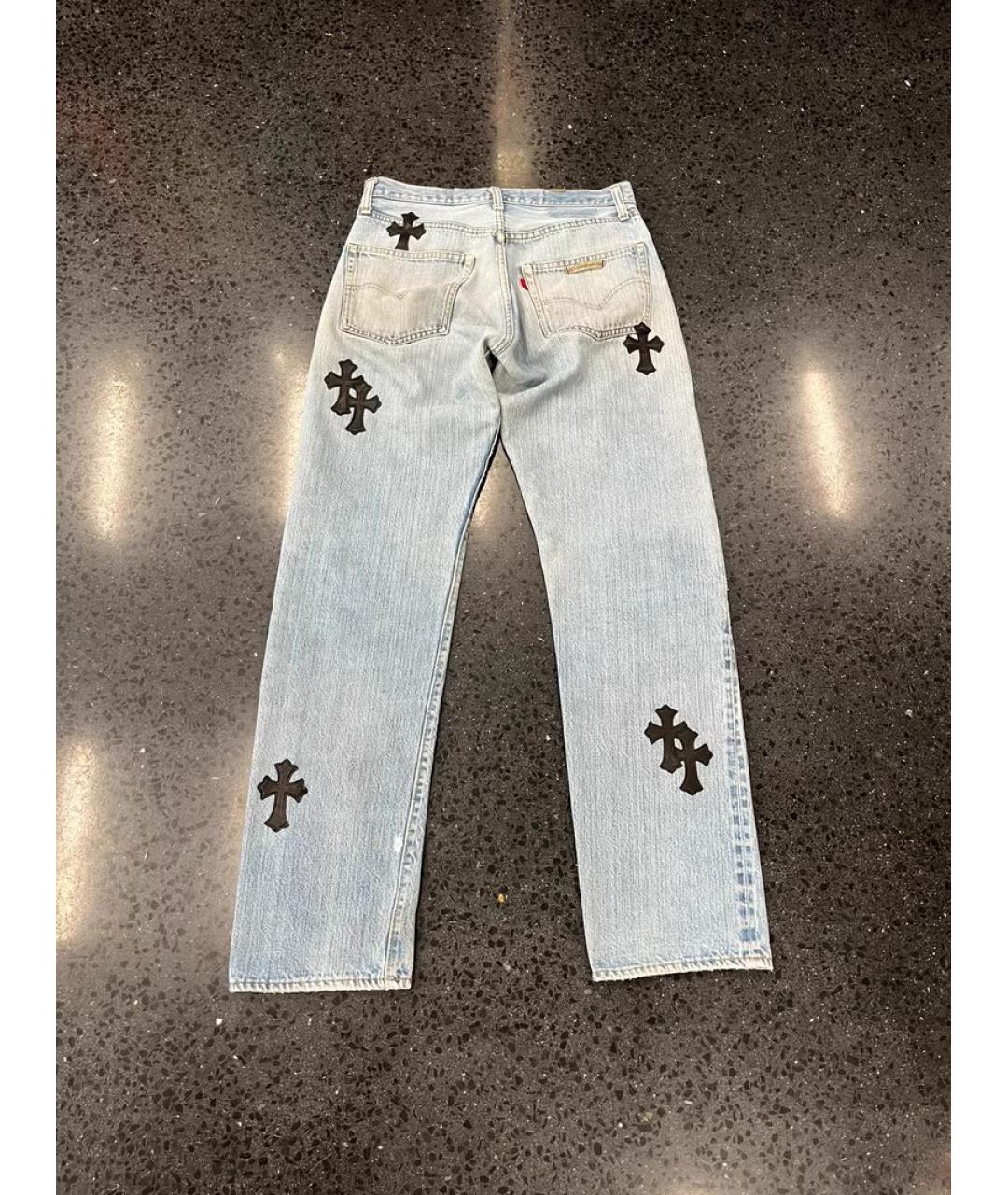 CHROME HEARTS Голубые хлопковые прямые джинсы, фото 5