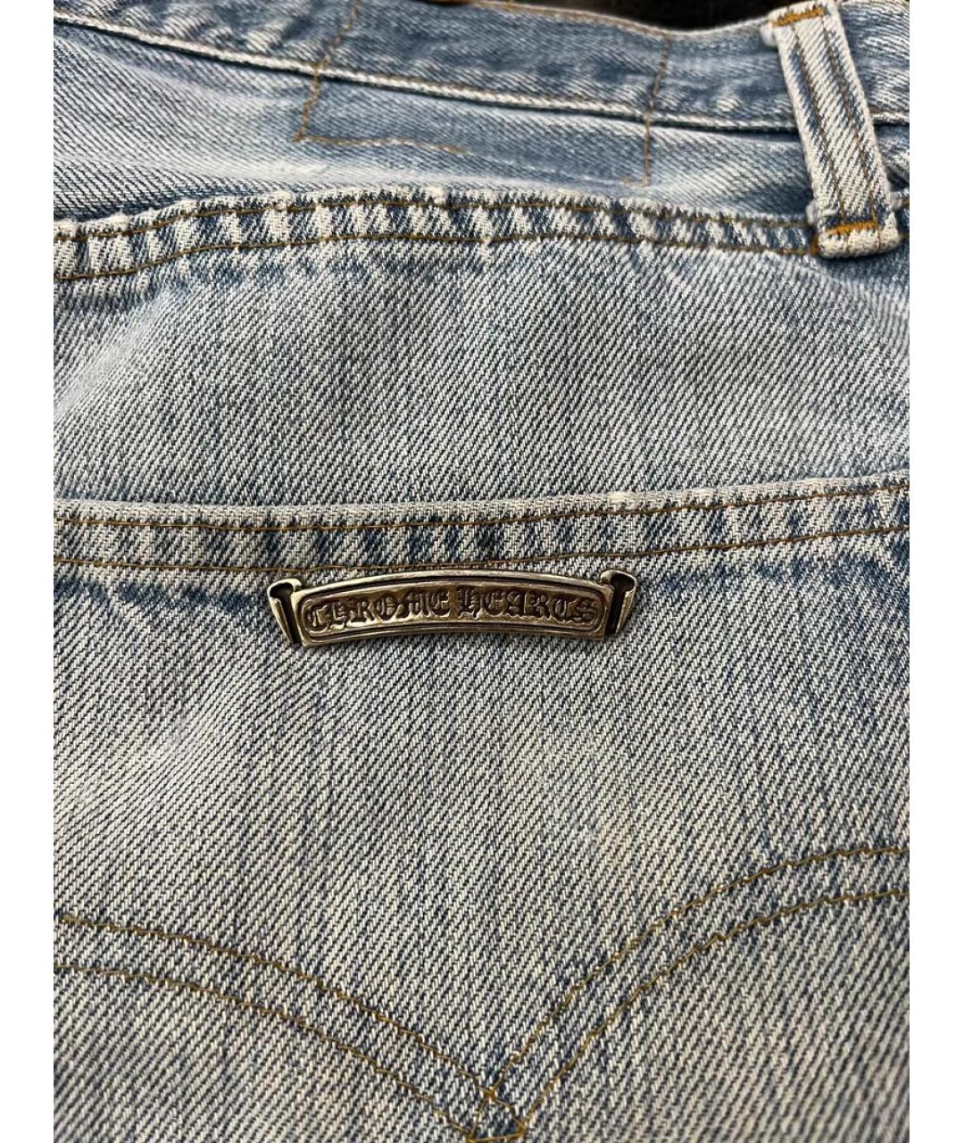 CHROME HEARTS Голубые хлопковые прямые джинсы, фото 3